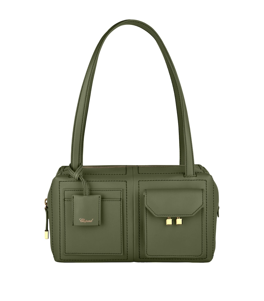 Leather Ice Cube Shoulder Bag GREEN Image 2