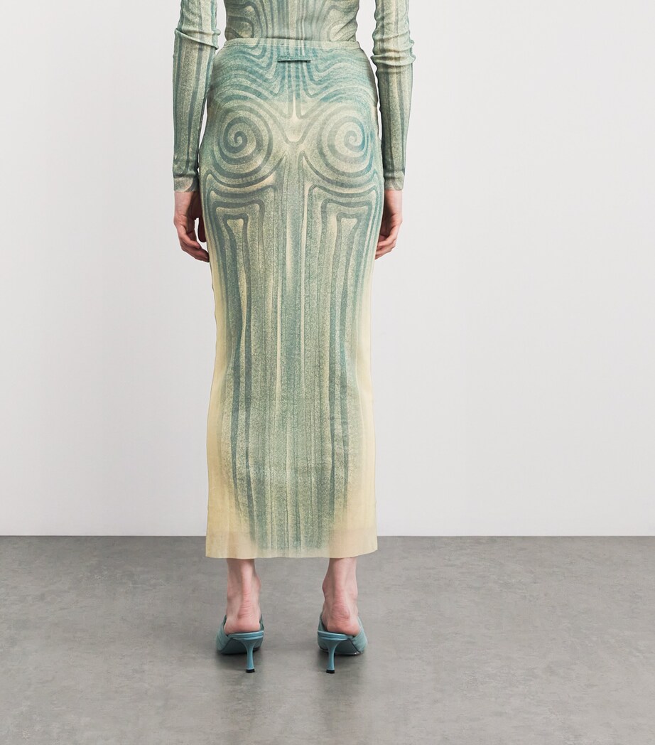 Jean Paul Gaultier Womens Spiral Midi Skirt Ecru/aqua Image 4