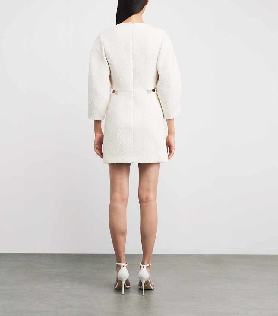 Tweed Balloon-Sleeved Mini Dress ECRU Image 3