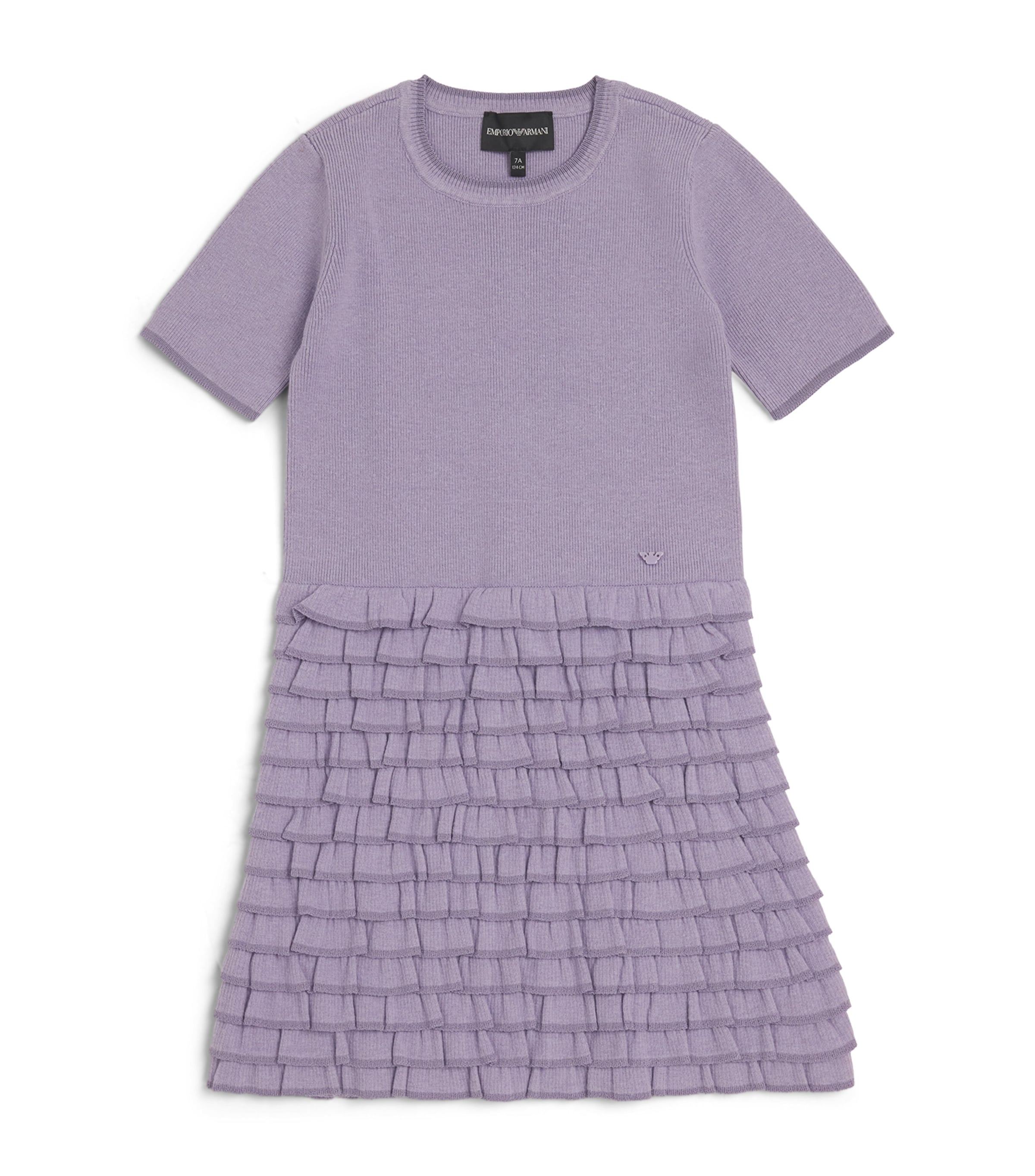 Shop Emporio Armani Cotton-blend Ruffle Dress In Purple