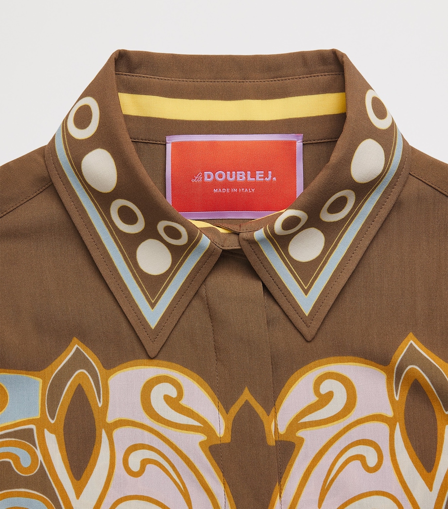 La Doublej Womens Cropped-Sleeve Geometric Shirt Cocoon Image 6