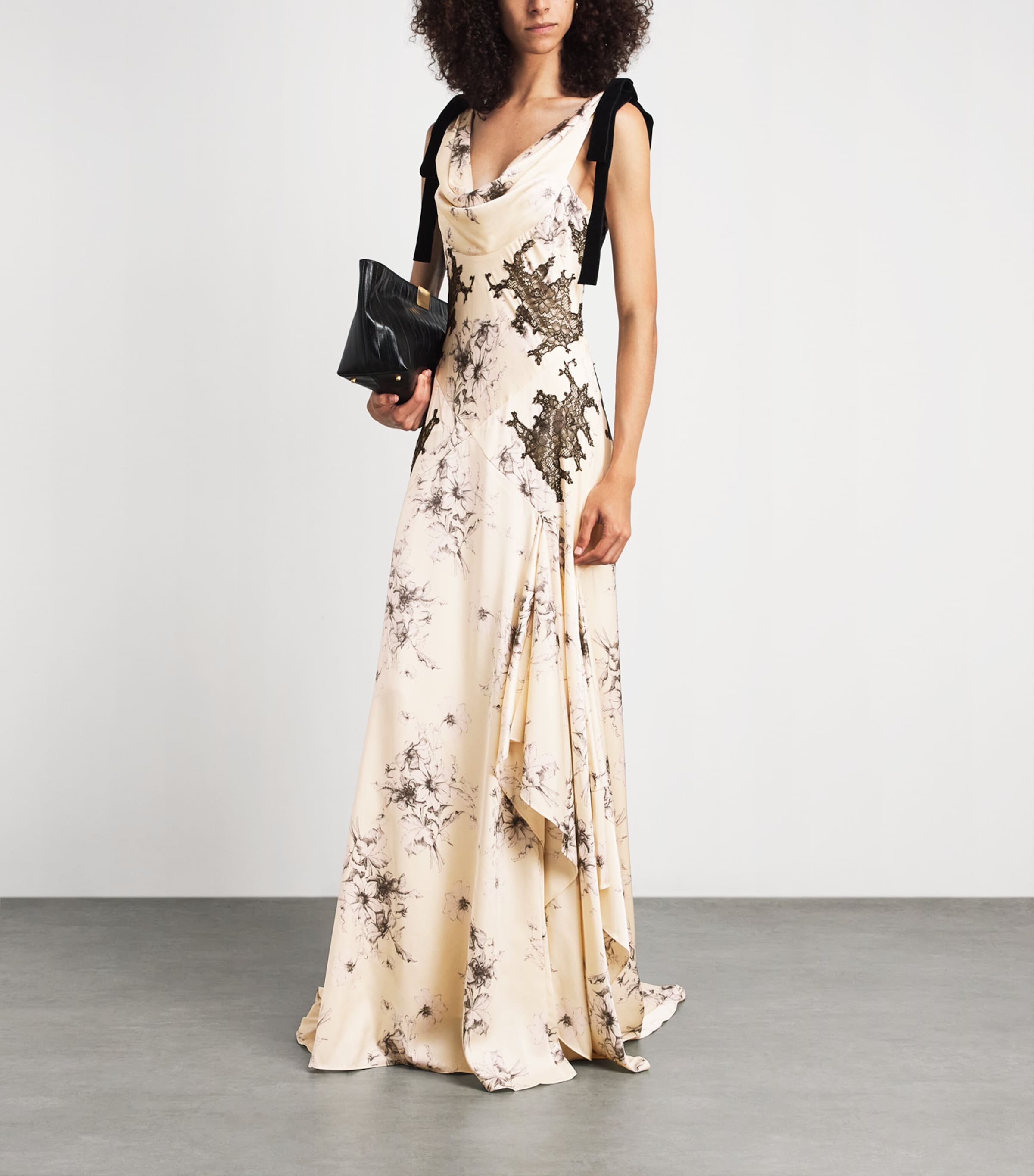 Cinq A Sept Womens Hand-Sketched Antonella Gown Gardenia/black Image 2