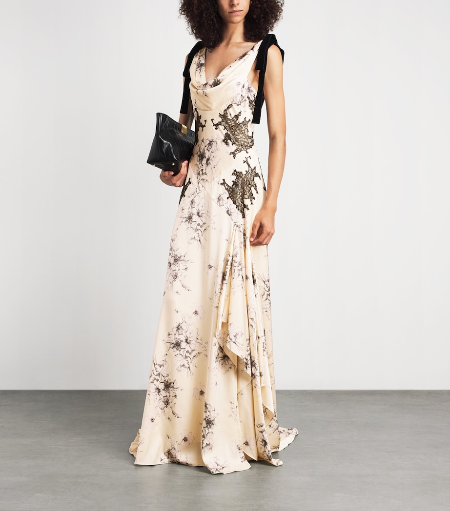 Cinq A Sept Womens Hand-Sketched Antonella Gown Gardenia/black Image 2