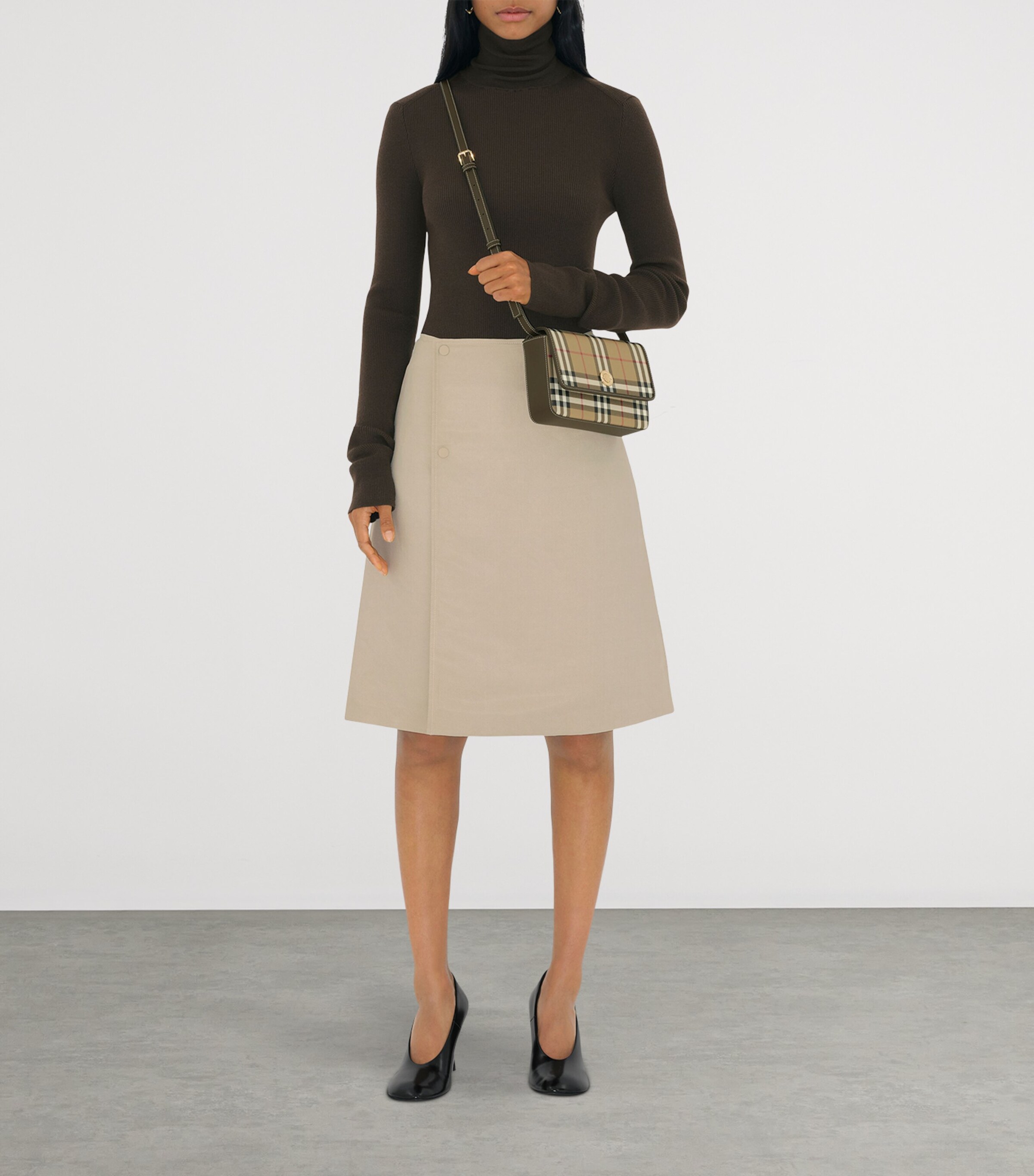 Burberry Check Hampshire Cross-Body Bag Archive Beige/ Milit Image 2