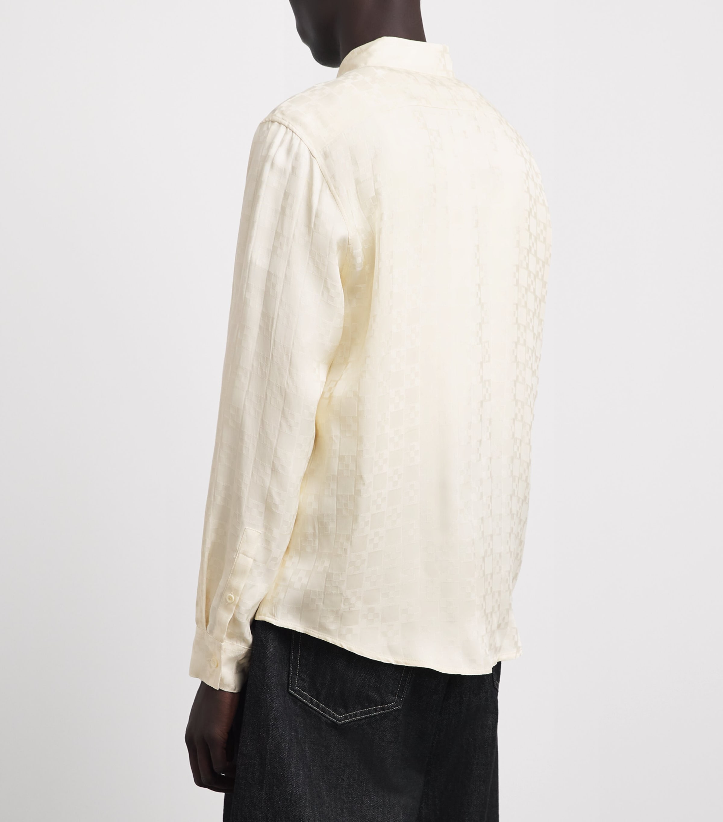 Sandro Paris Mens Jacquard Square Cross Shirt White Image 5