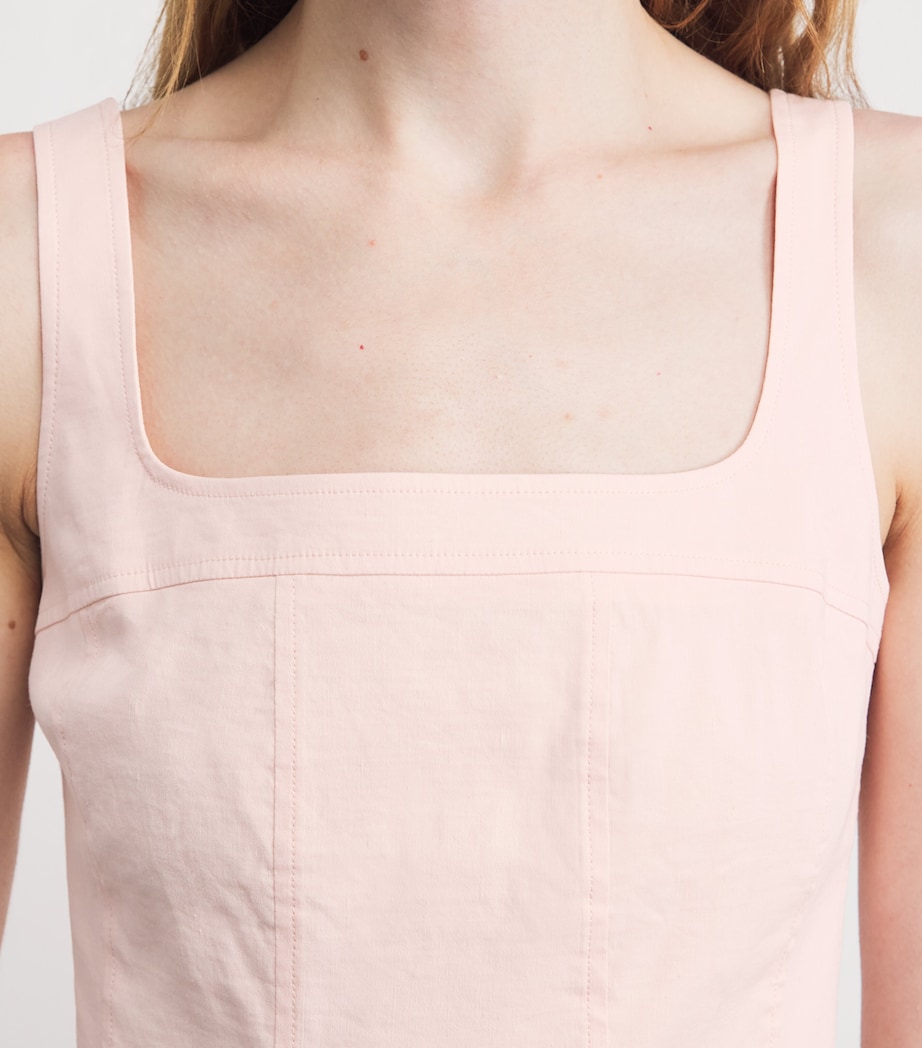 Theory Womens Linen-Blend Square-Neck Midi Dress Xke Warm Pink Image 3