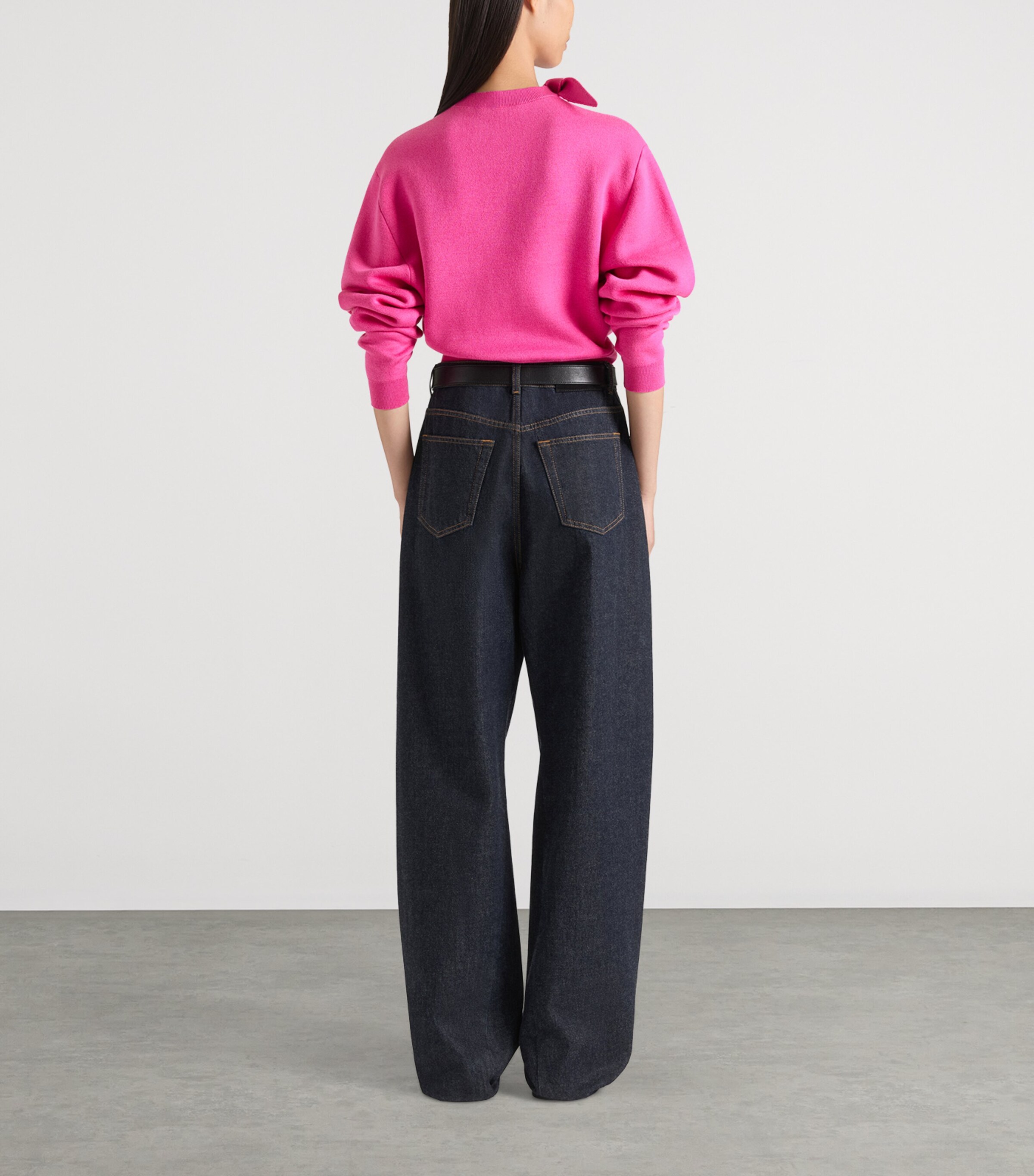 Givenchy Womens Wool-Cotton Tie-Detail Sweater Fuchsia Image 3