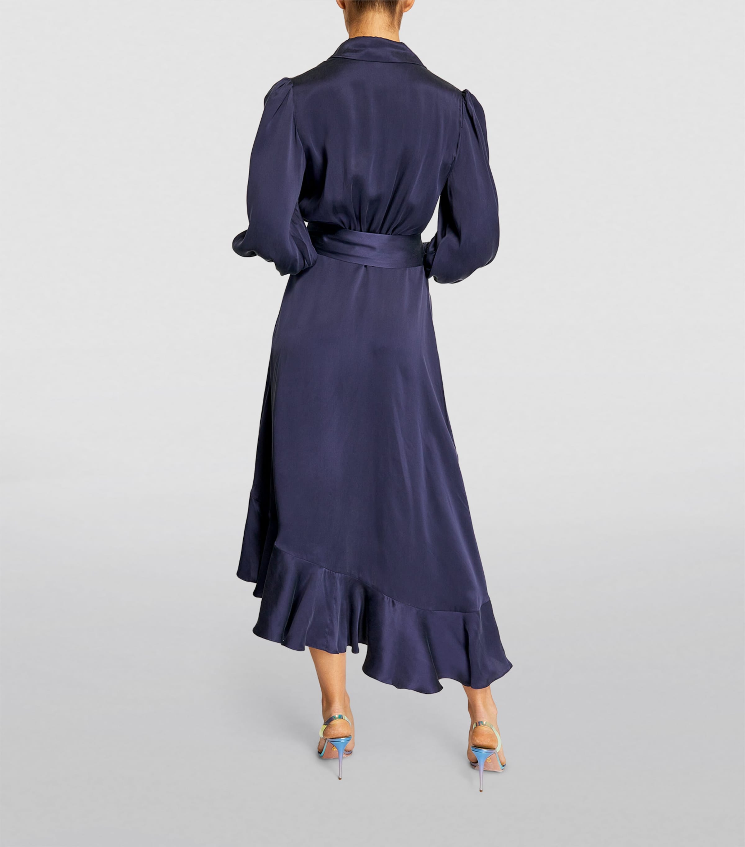 ワンピースその他 Zimmermann Navy blue wrap midi dress ZIMMERMANN Wrap Silk Midi Dress | Blue | FARFETCH