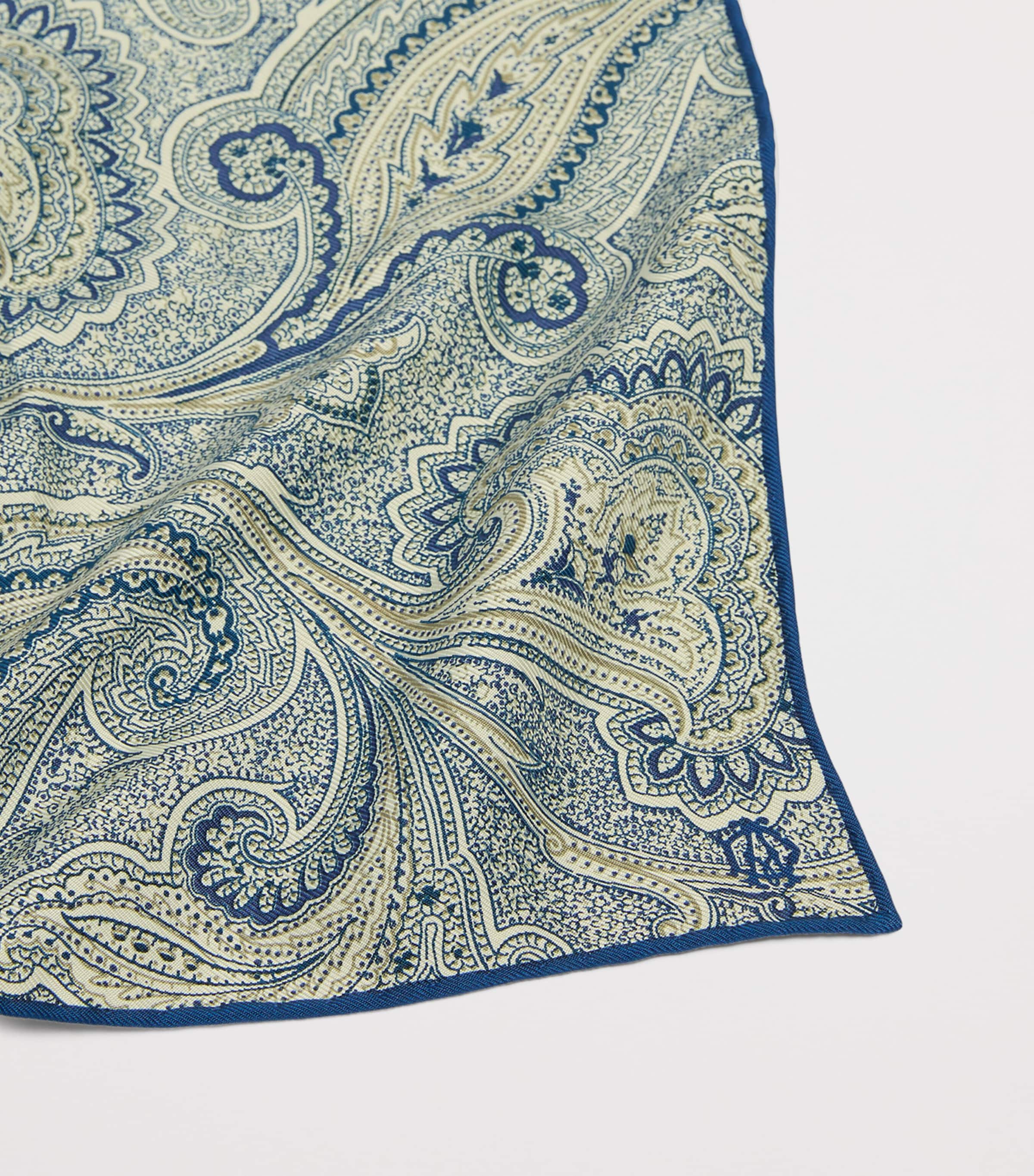 Dunhill Mulberry Silk Paisley Pocket Square Grey Image 2