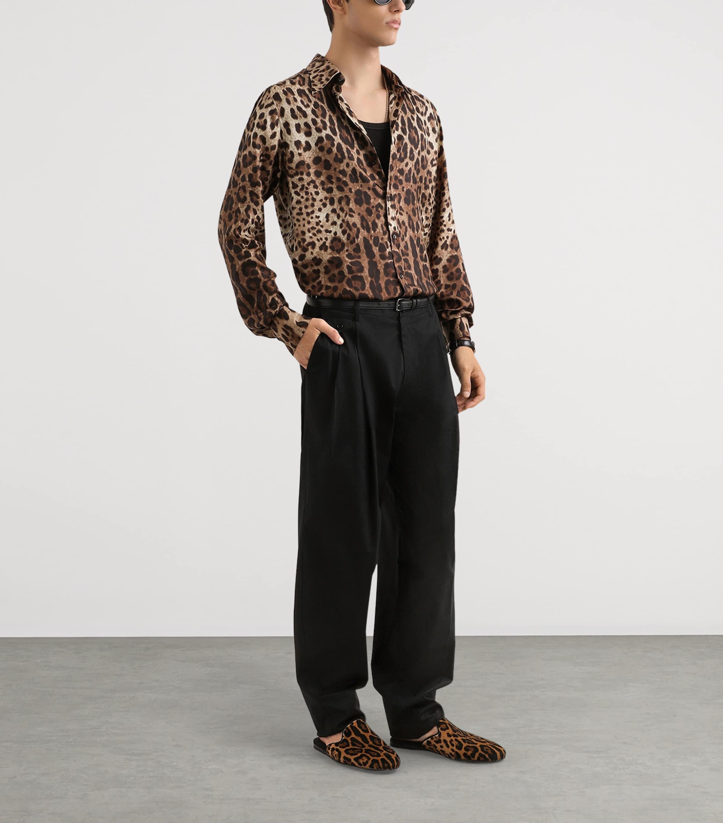 Silk Leopard Print Shirt HY13M-LEO NEW Image 2
