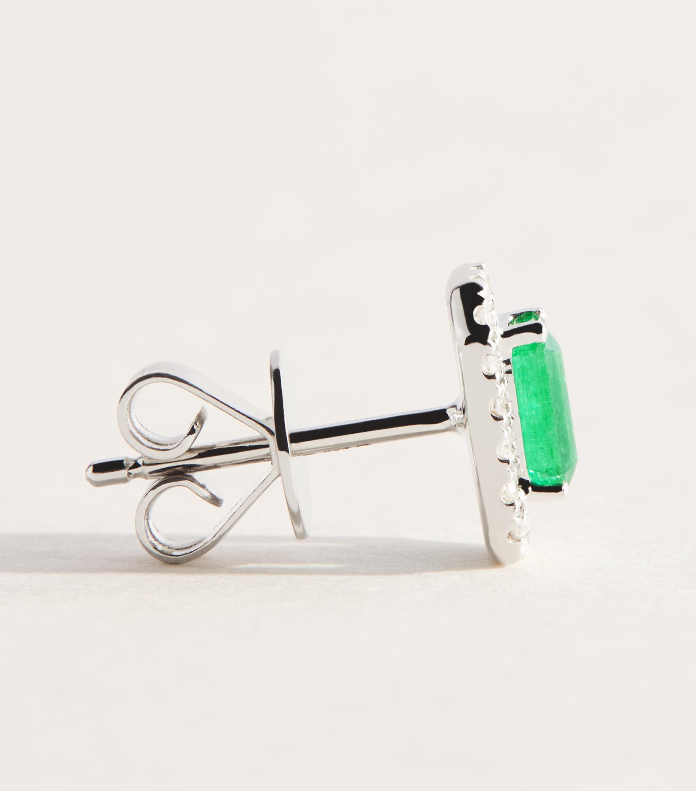 SHAY White Gold, Diamond and Emerald Mini Me Earrings White Gold Image 3