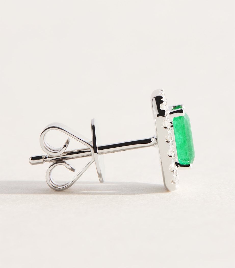 SHAY White Gold, Diamond and Emerald Mini Me Earrings White Gold Image 3