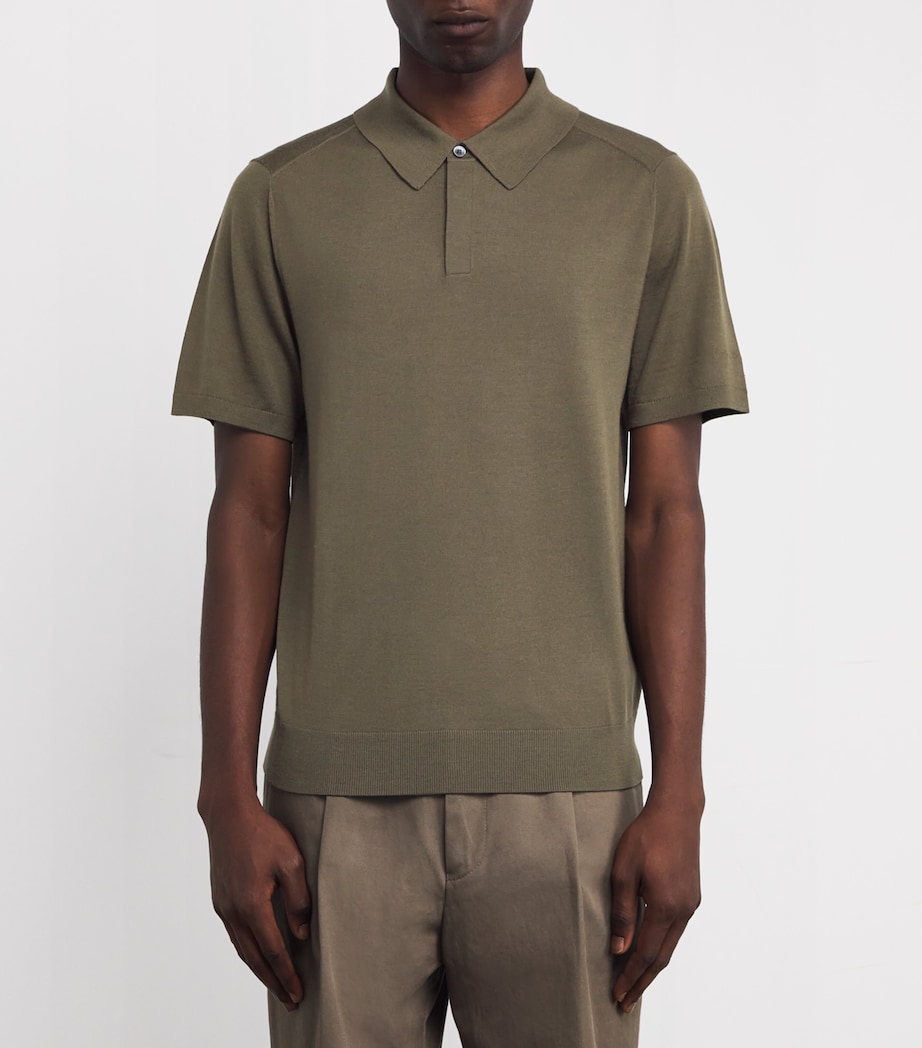 Merino Signature Stripe Polo Shirt 63_KHAKI Image 3