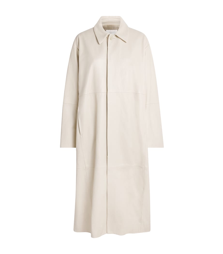 Lauren Manoogian Womens Nappa Leather Car Coat Ecru Image 1