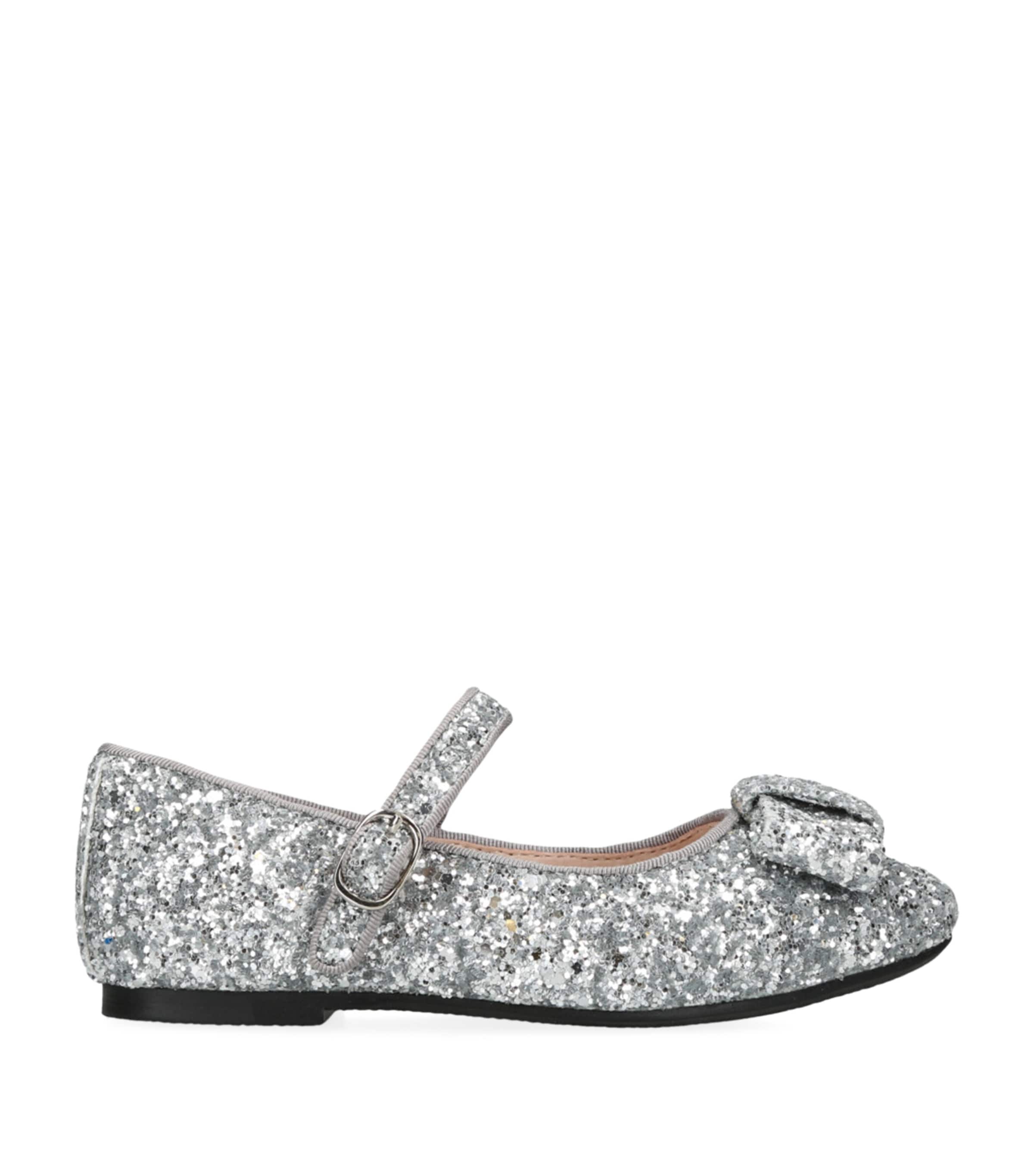 Age of Innocence Leather Glitter Ellen Ballet Flats Silver Image 1