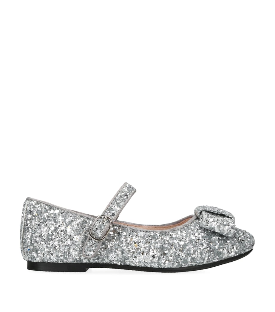 Age of Innocence Leather Glitter Ellen Ballet Flats Silver Image 1