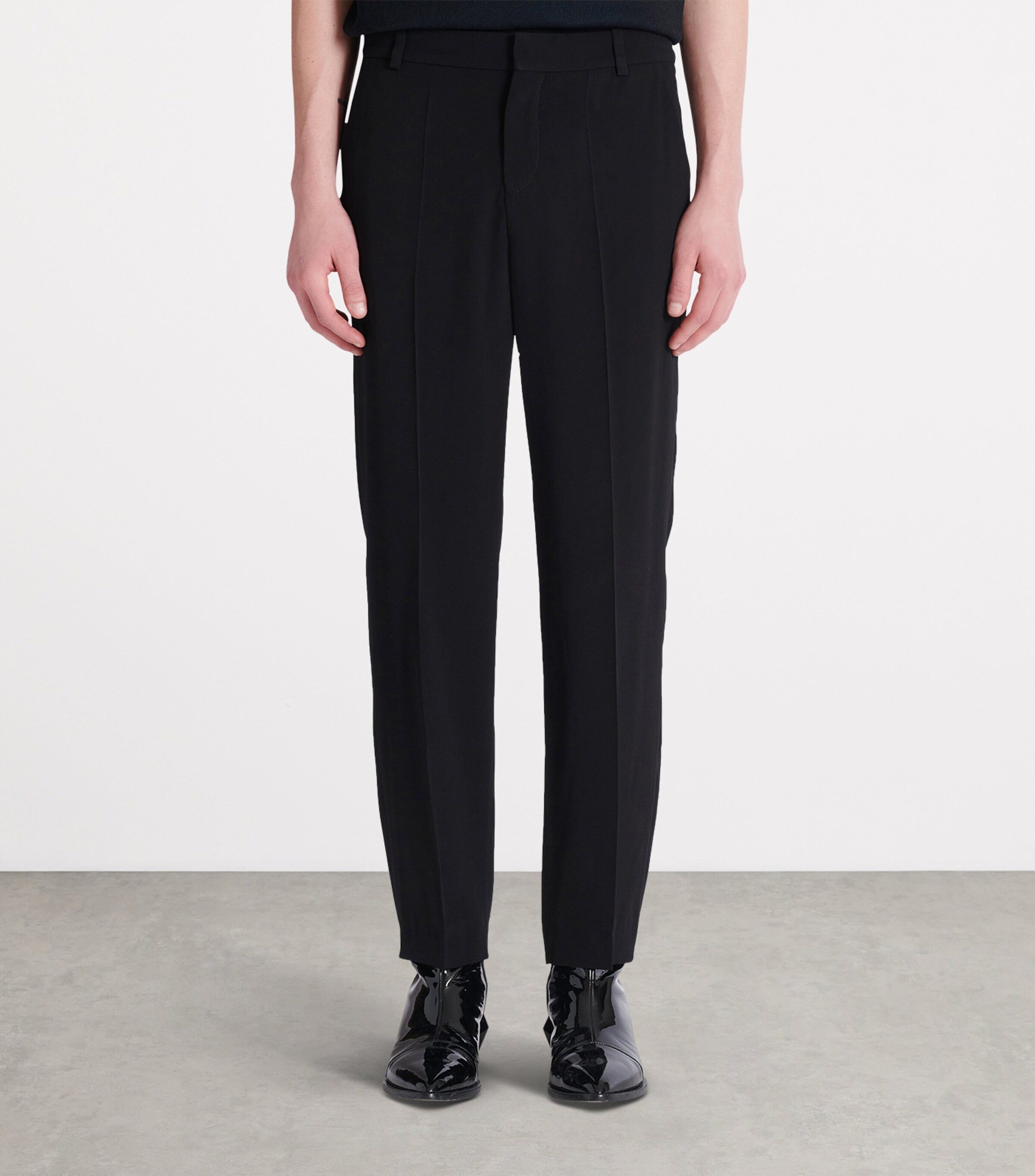 Balmain Mens Crepe Straight-Leg Trousers Noir Image 4