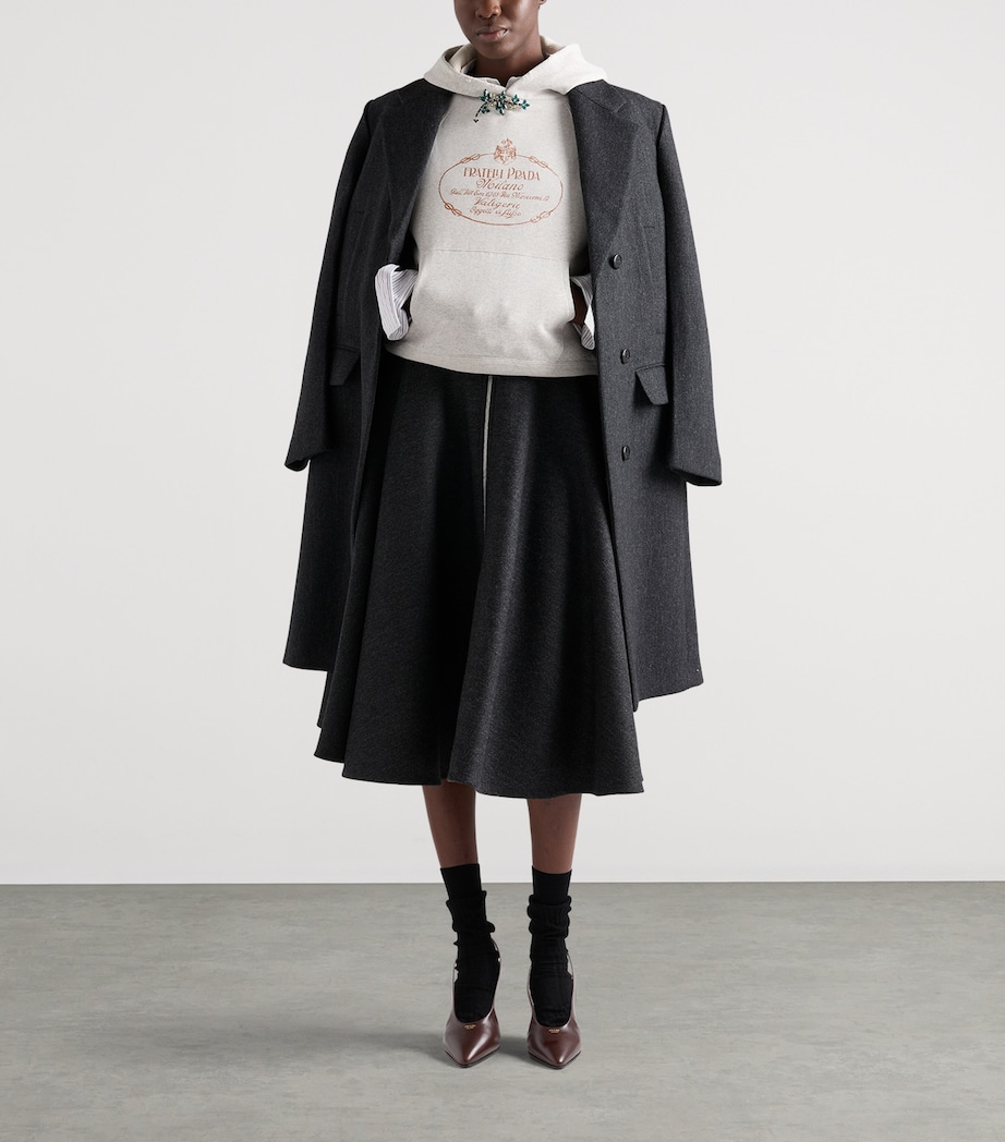 Prada Womens Wool Midi Skirt Grey Image 2