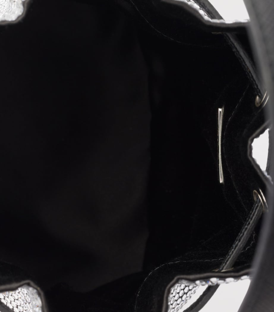 Mini Crystal-Embellished Bucket Bag F0T7O Image 4