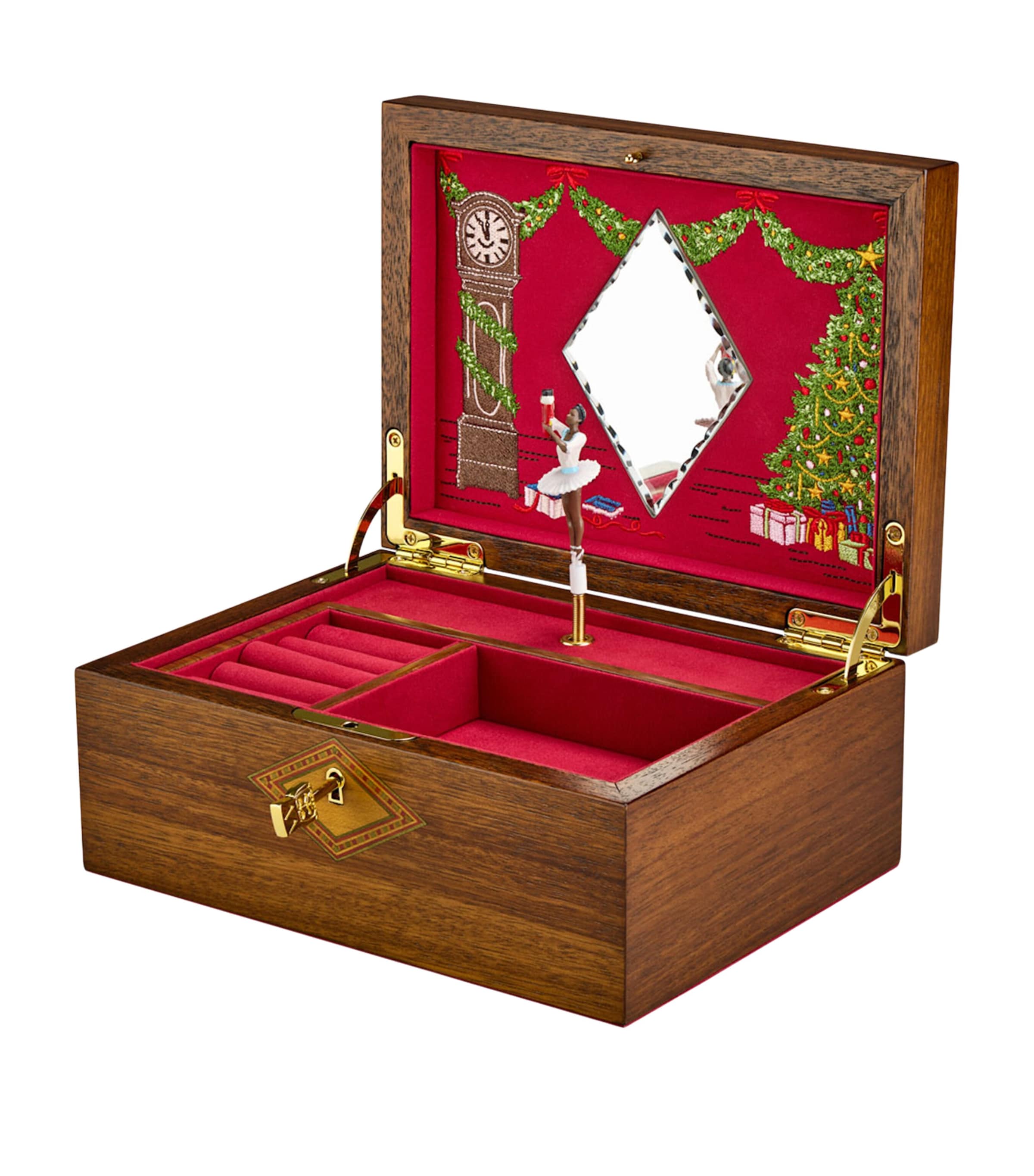 WOLF Nutcracker Musical Jewellery Box Walnut Wood Image 2