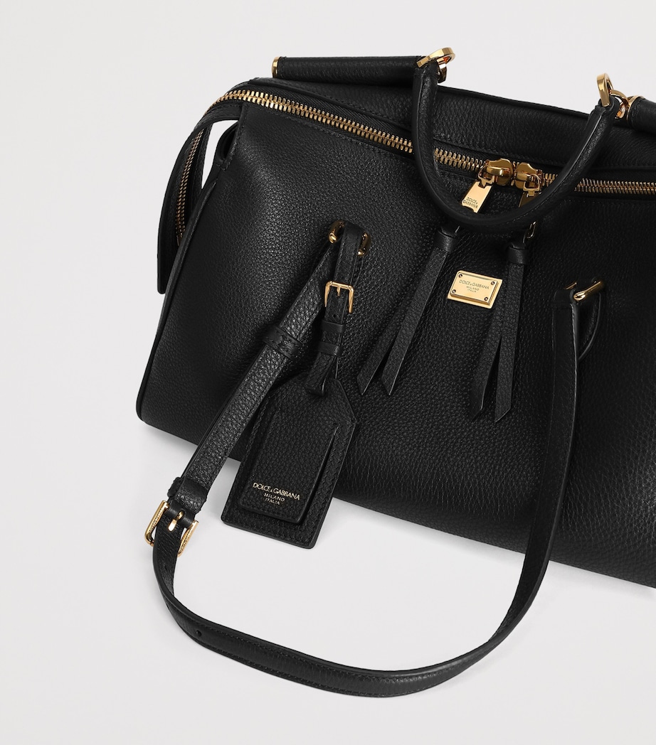 Dolce&Gabbana Calfskin Vittoria Top-Handle Bag Black Image 8