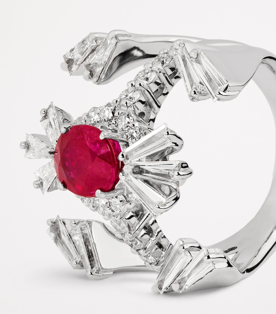 White Gold, Diamond and Ruby Ring WHITE GOLD Image 6
