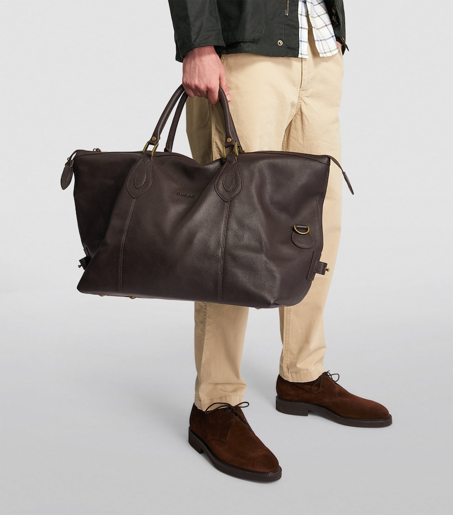 Medium Leather Explorer Holdall CHOCOLATE Image 6