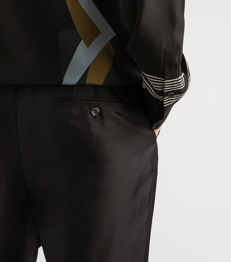 Dolce&Gabbana Mens Silk Twill Geometric Print Drawstring Trousers Geometrico Dec Image 5