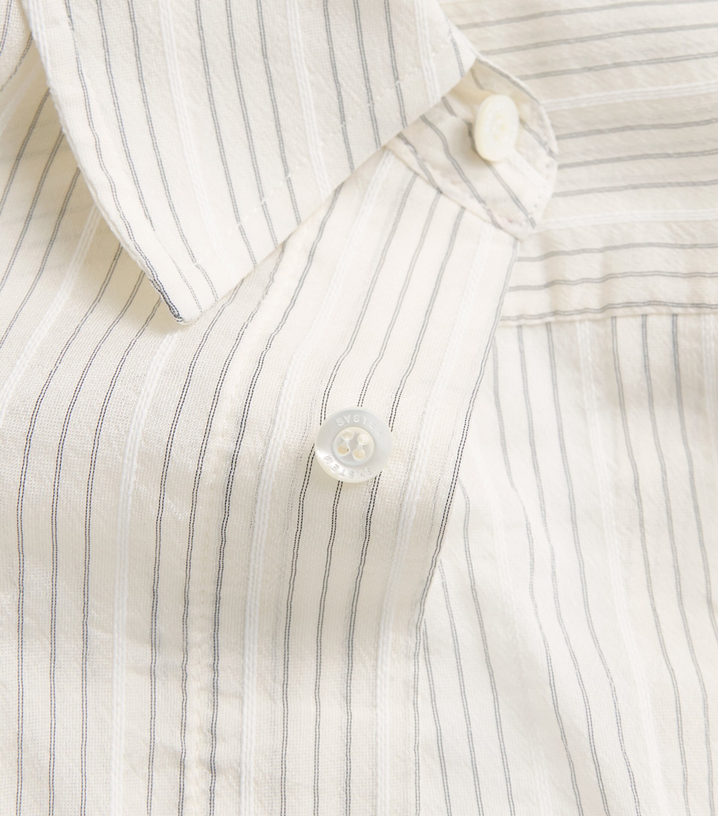 System Mens Cotton Stripe Shirt Pale Beige Image 6