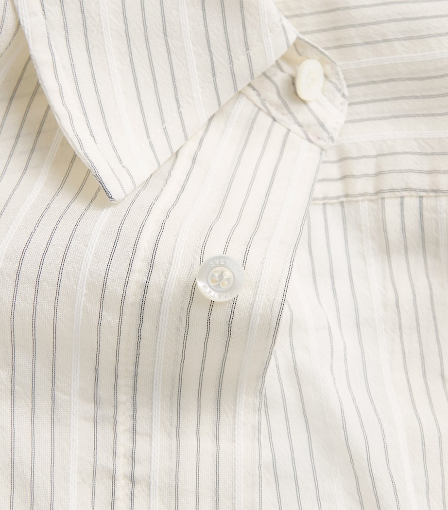 System Mens Cotton Stripe Shirt Pale Beige Image 6