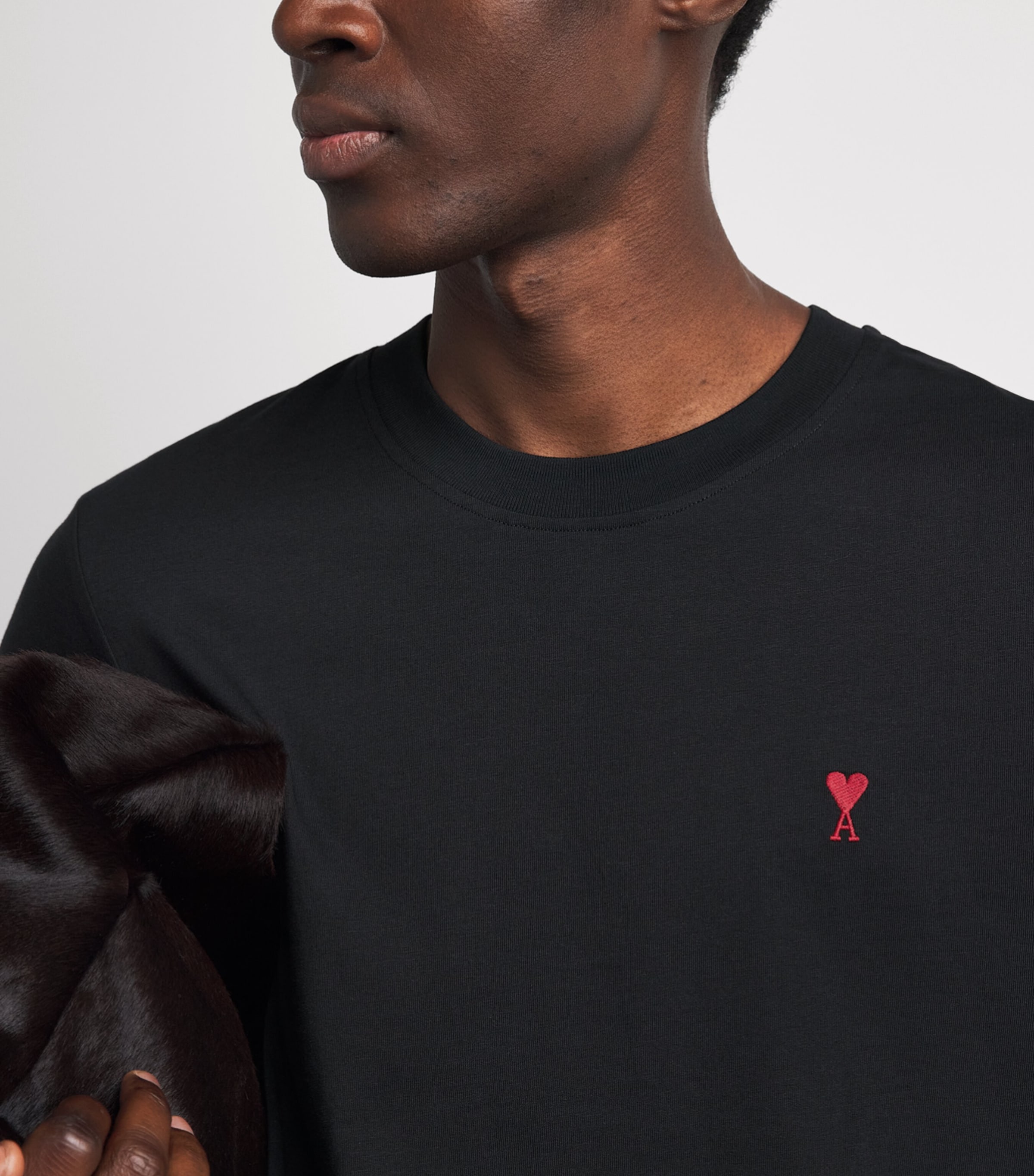 AMI Paris Mens Cotton Ami de Coeur T-Shirt Noir Image 3