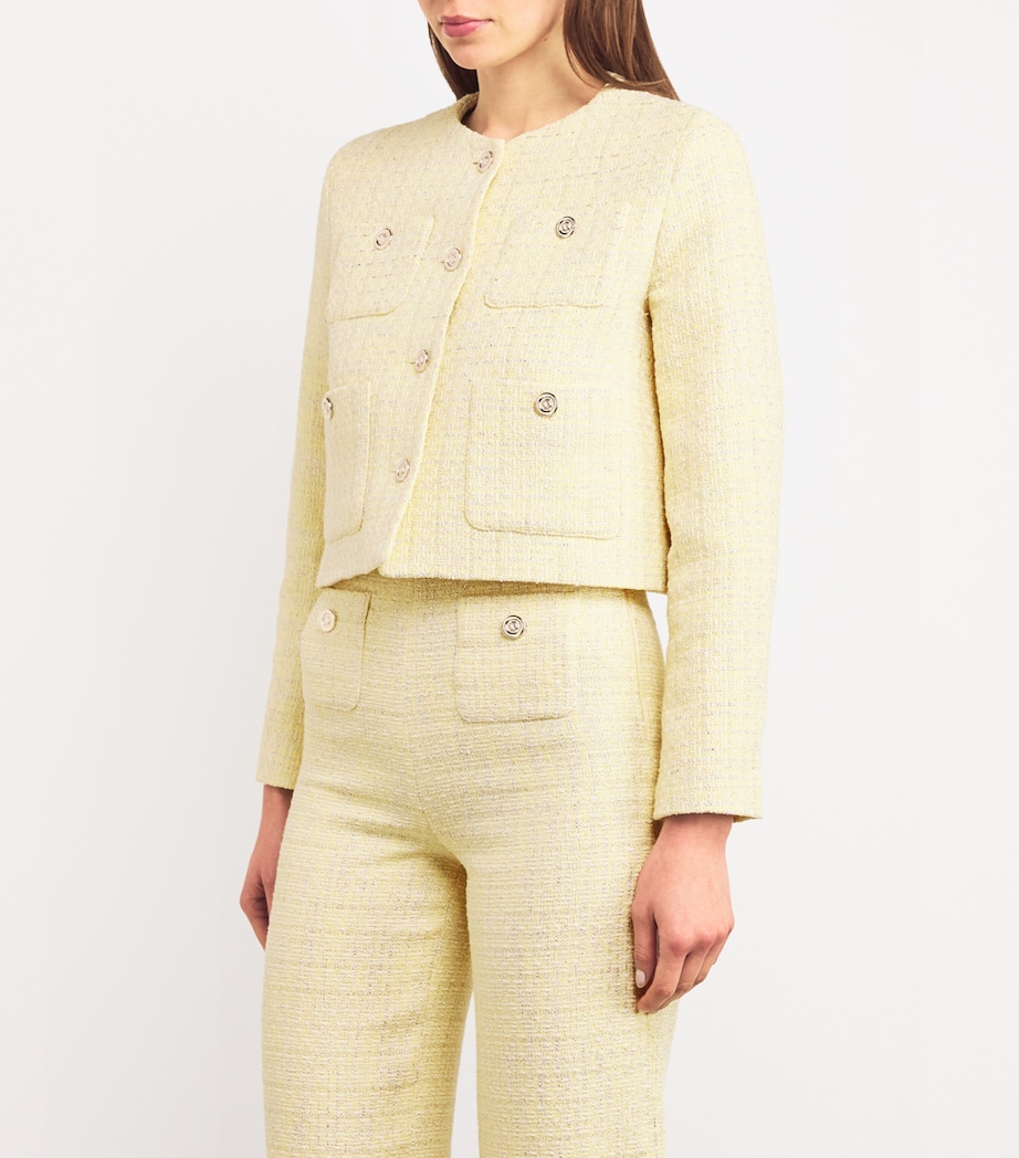 Tweed Cropped Jacket YELLOW Image 3