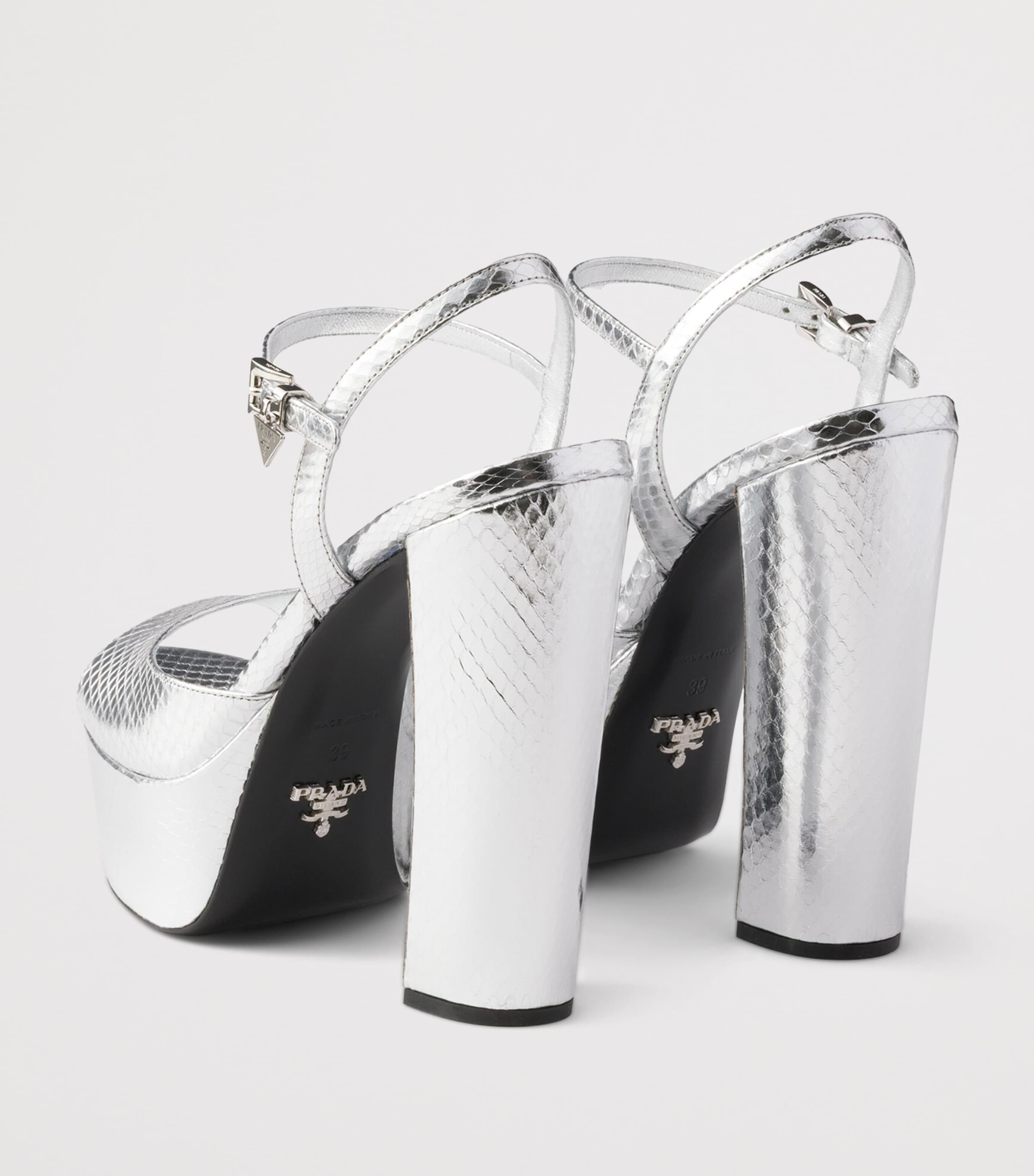 Prada Metallic Snakeskin Platform Sandals 115 Gold/silver Image 4