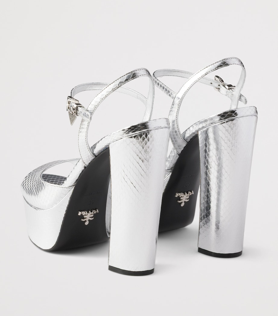 Prada Metallic Snakeskin Platform Sandals 115 Gold/silver Image 4