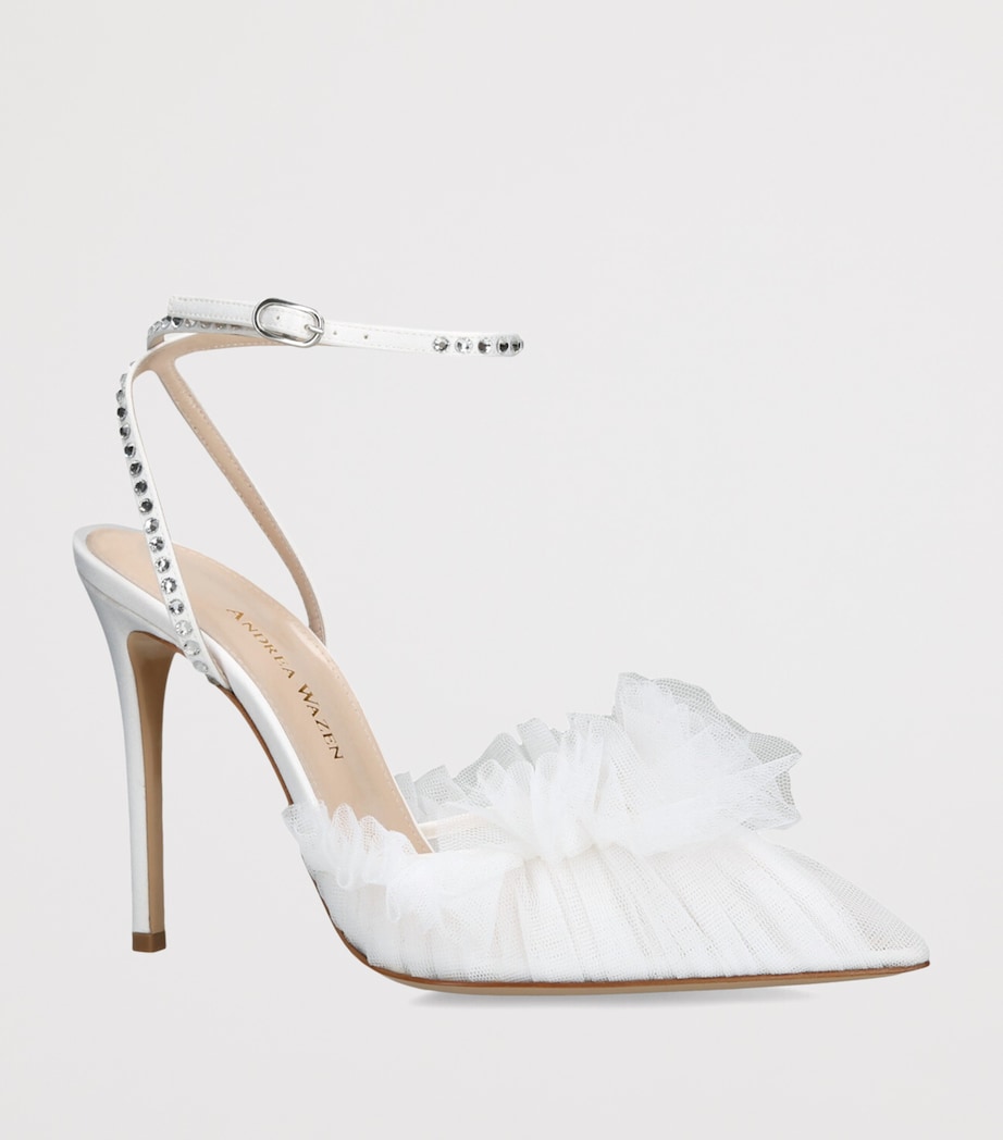 Andrea Wazen Embellished Franca Glitz Pumps 105 White Image 3