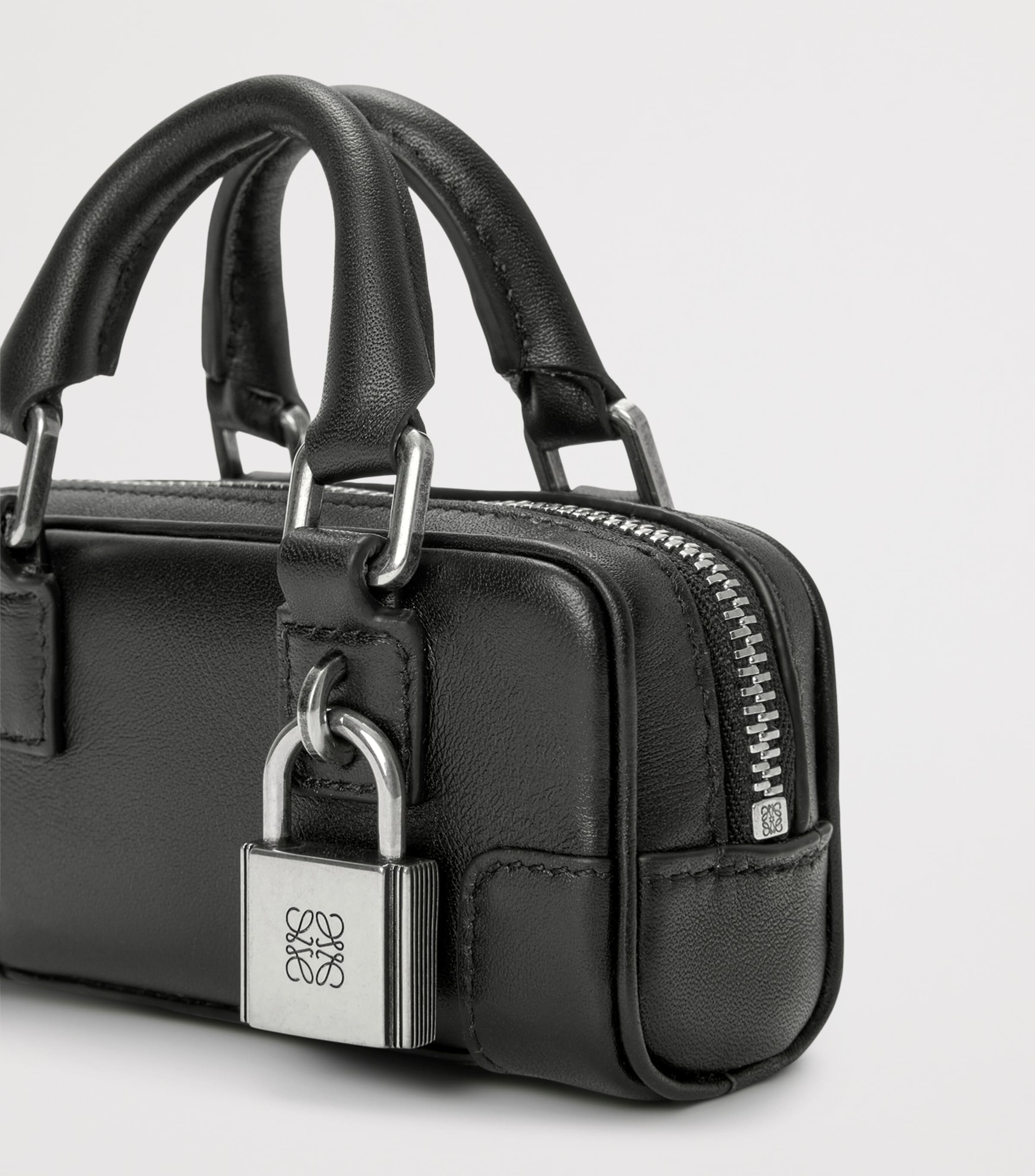 Mini Leather Amazona Nano Top-Handle Bag BLACK Image 3