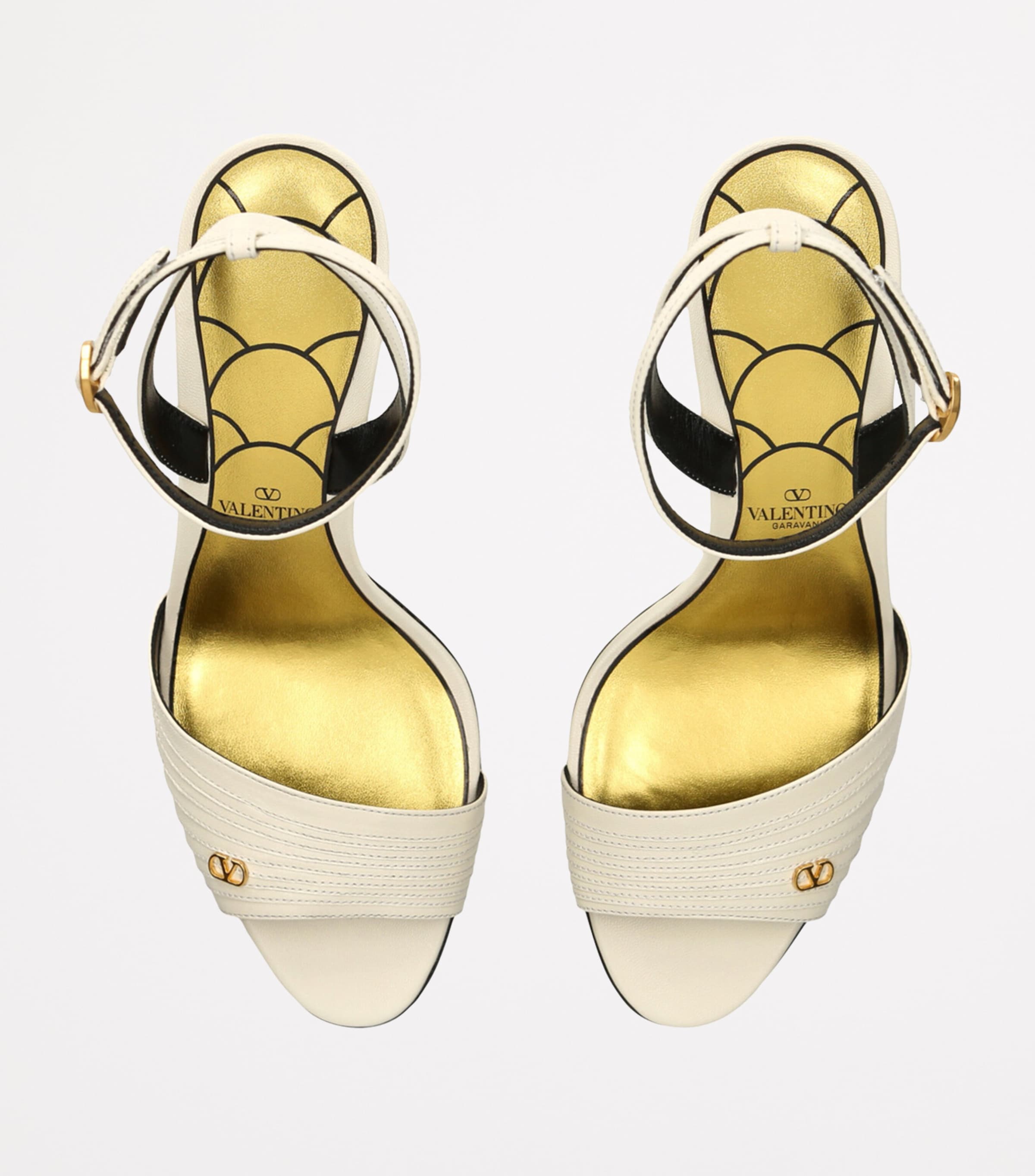 Valentino Garavani Leather Ladycrush Heeled Sandals 85 White Image 4