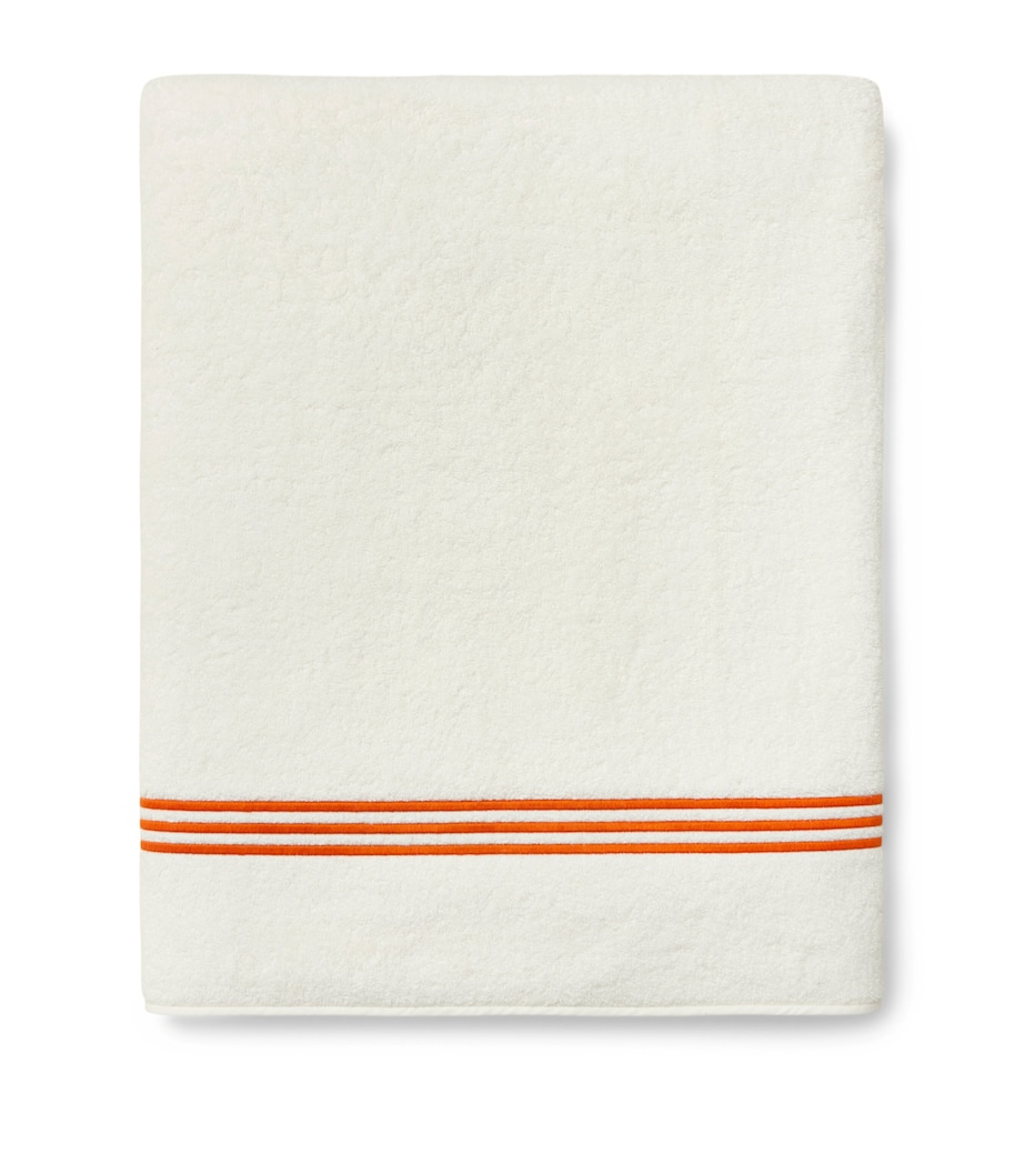 Pratesi Tre Righe Bath Sheet (40cm x 70cm) Ivory/orange Image 1
