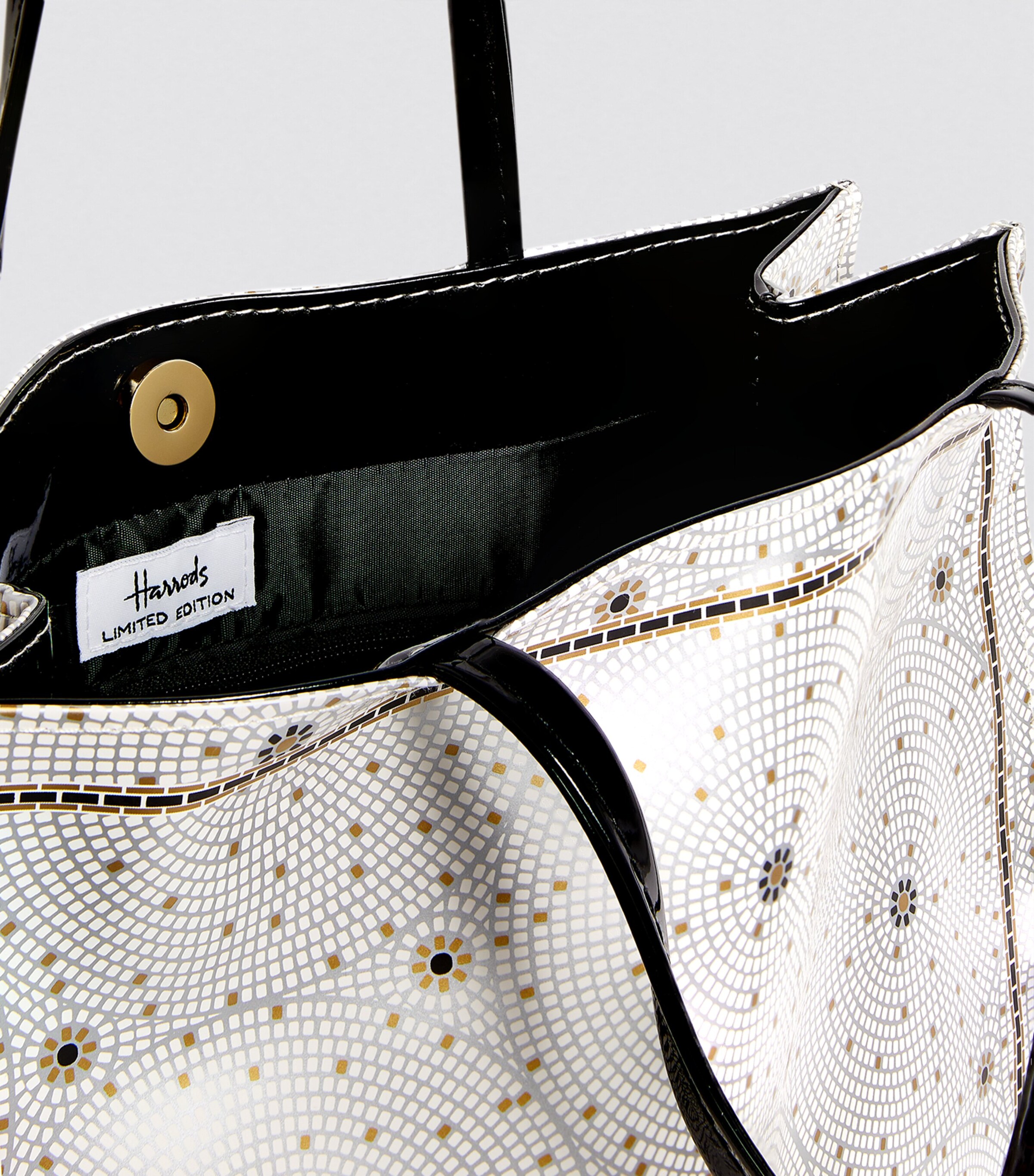 Harrods Medium Mosaic Floor Shopper Bag Black Image 6