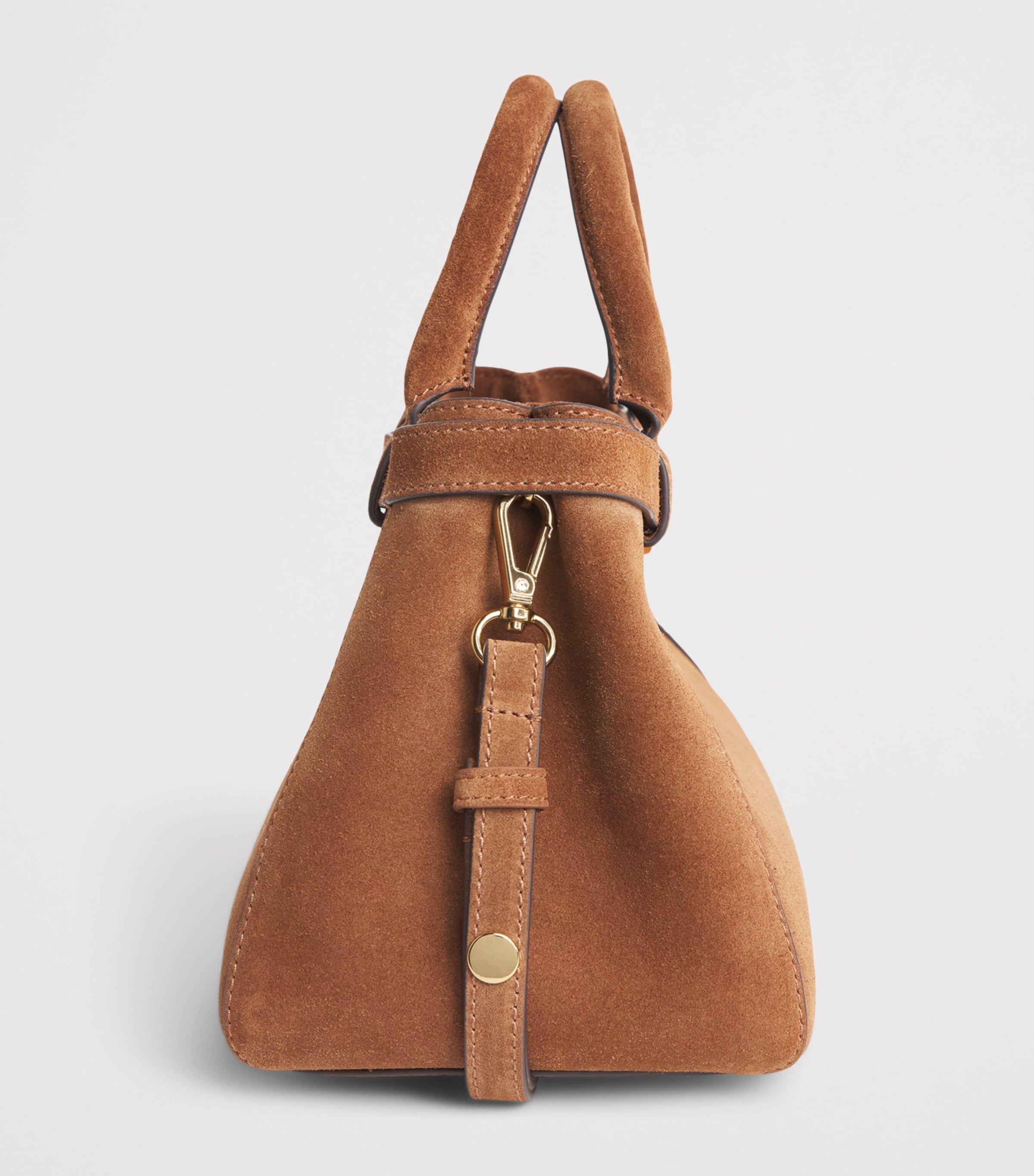 Harrods Small Suede Grace Top-Handle Bag Tan Image 6