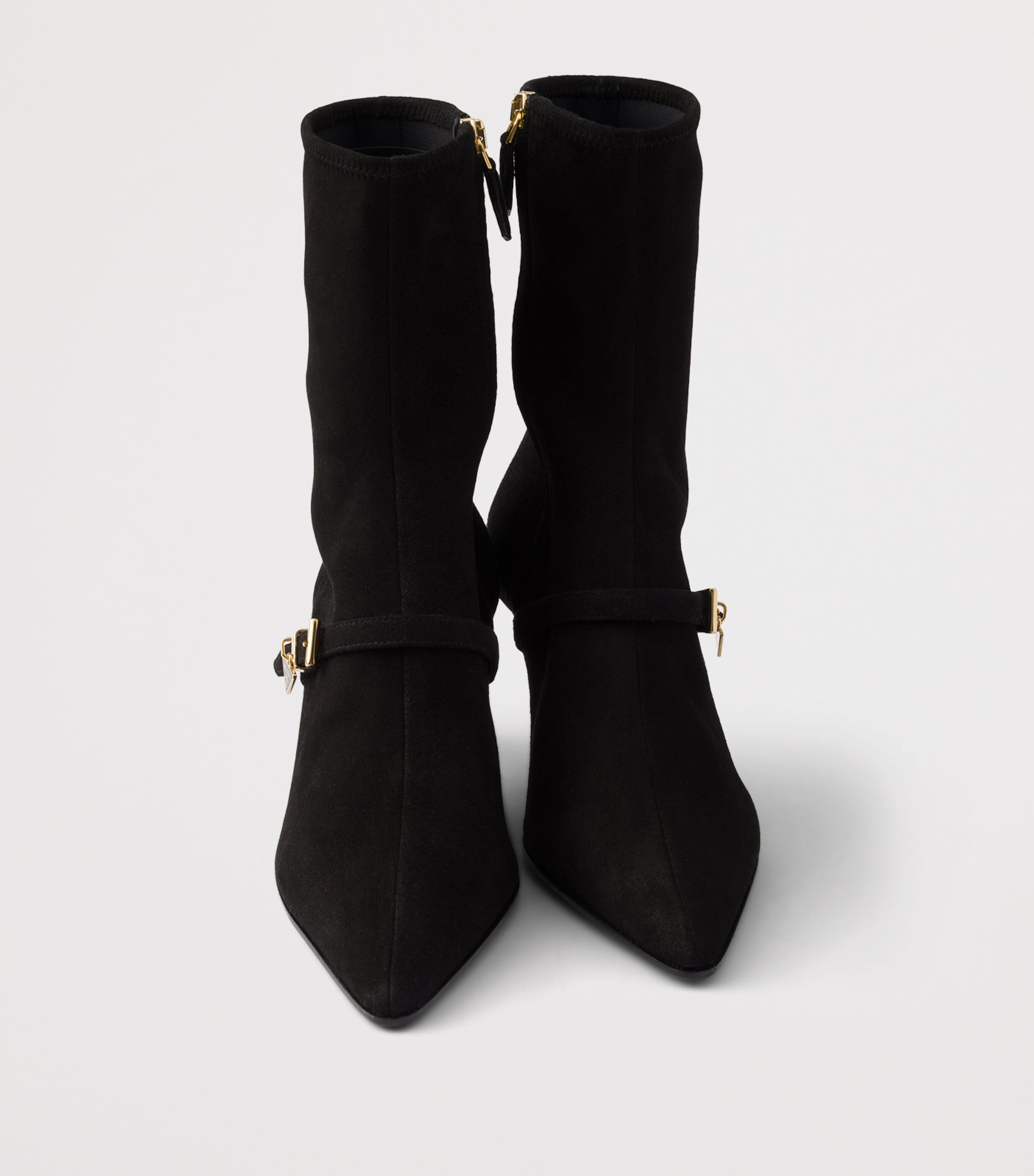 Prada Suede Stretch Heeled Boots 55 Black Image 5