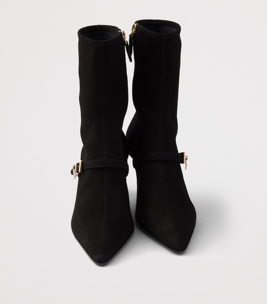 Prada Suede Stretch Heeled Boots 55 Black Image 5