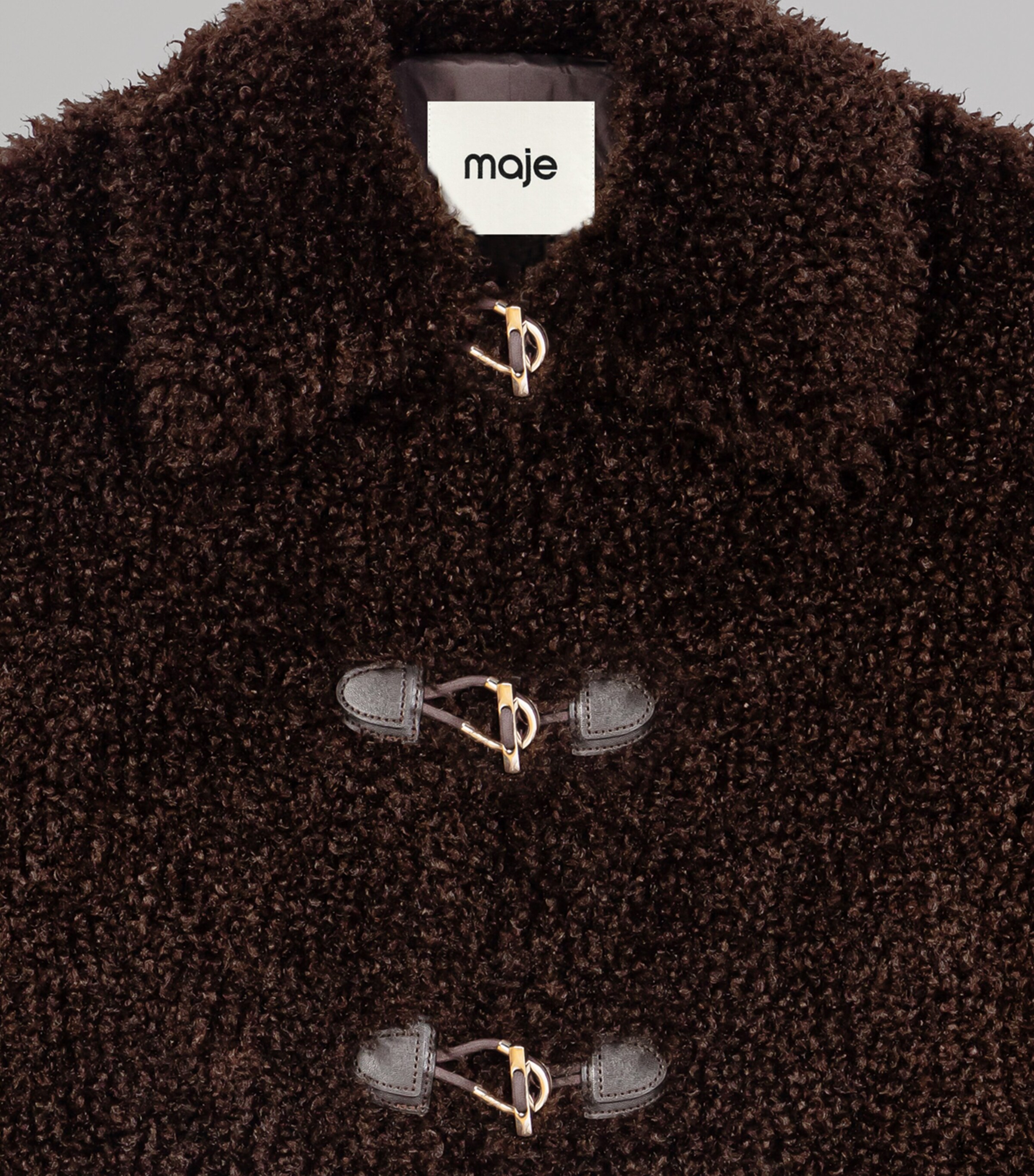 Maje Womens Faux Shearling Jacket Dark Brown Image 9