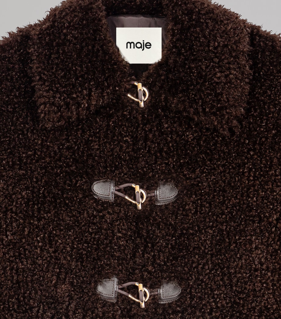 Maje Womens Faux Shearling Jacket Dark Brown Image 9