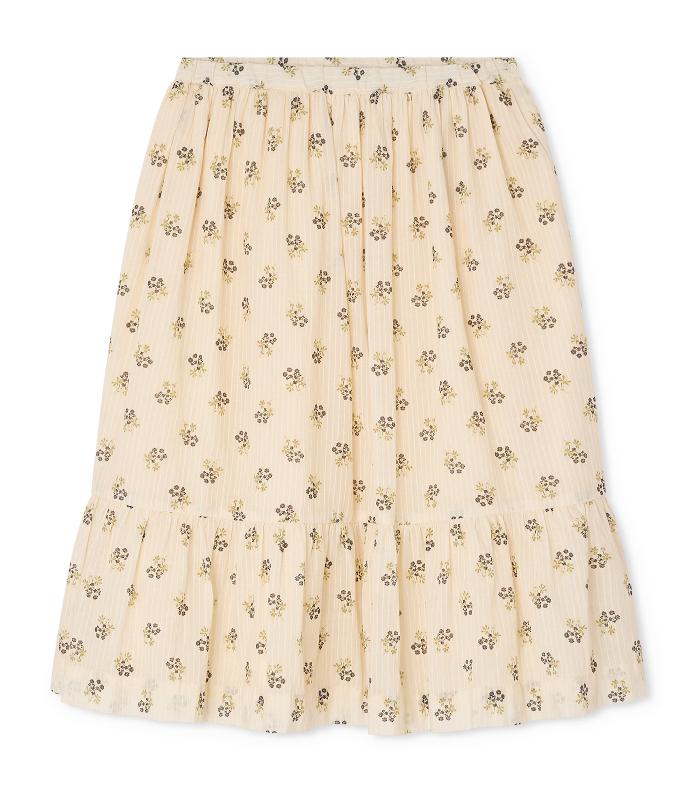 Bonpoint Cotton Floral Skirt (10-14 Years) Fleurs Ecru Image 1