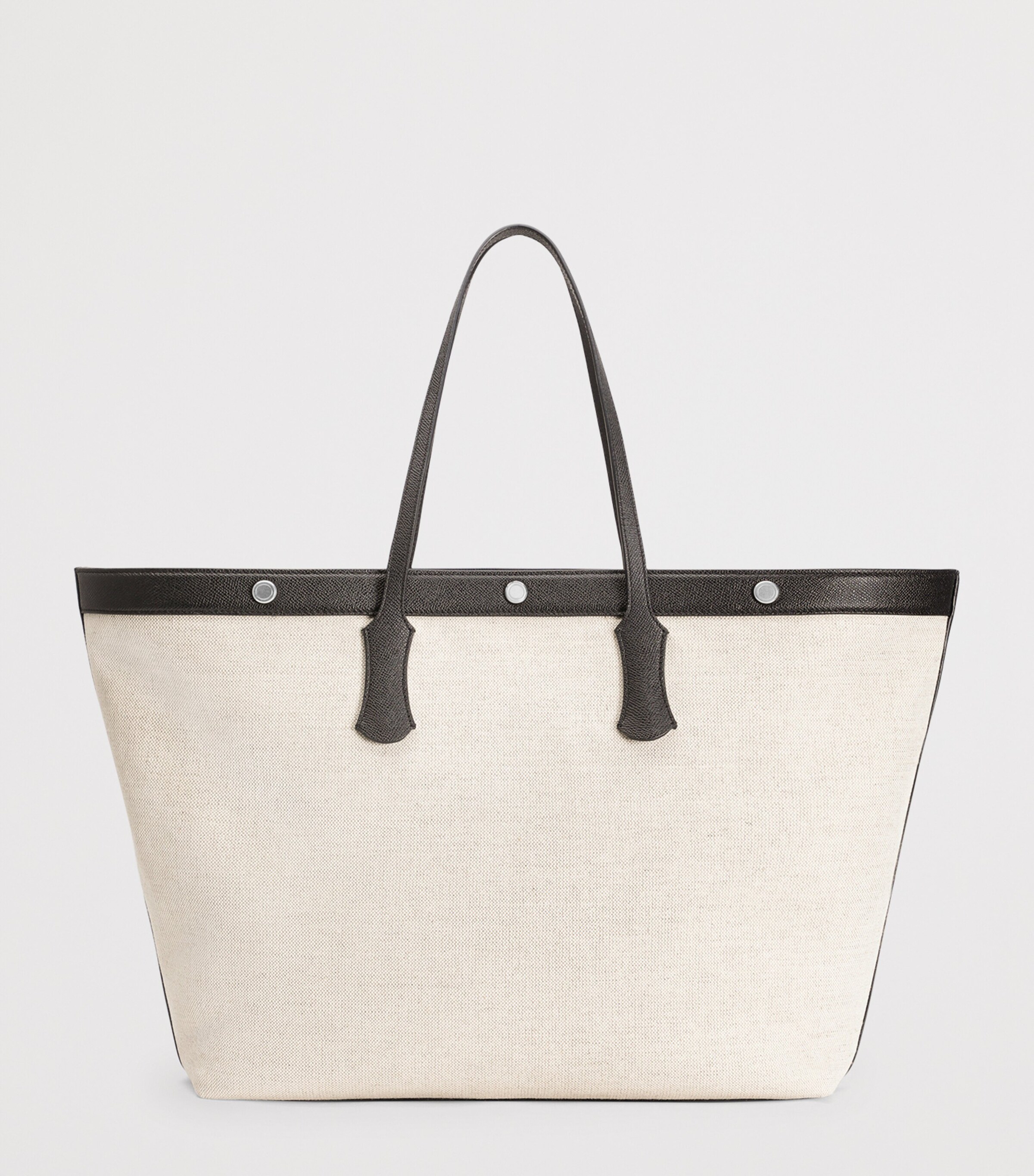 Canvas-Calfskin Tote Bag 8S469-IVORY/BLACK Image 8