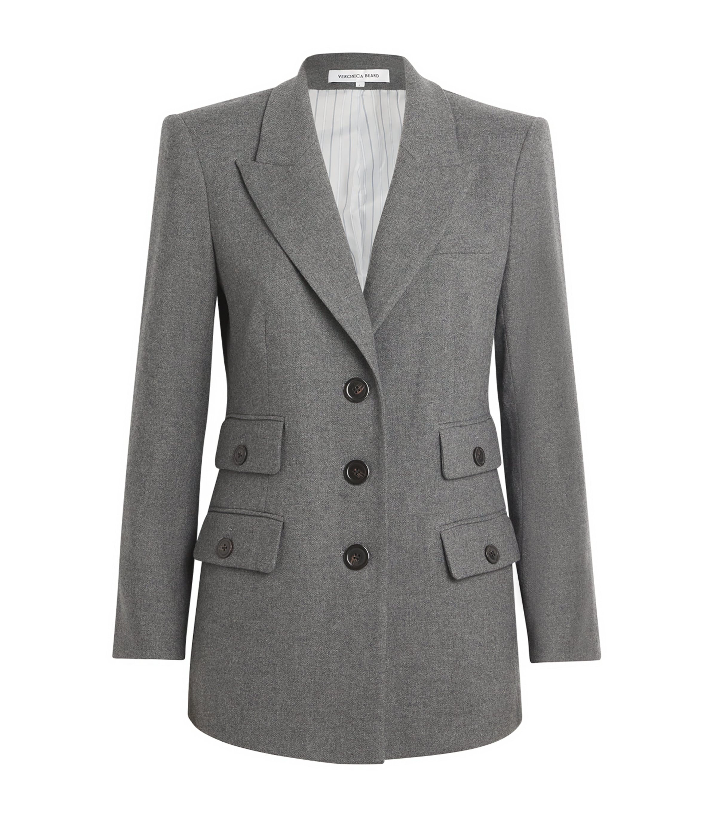 Shop Veronica Beard Nalani Single-breasted Blazer In Grey