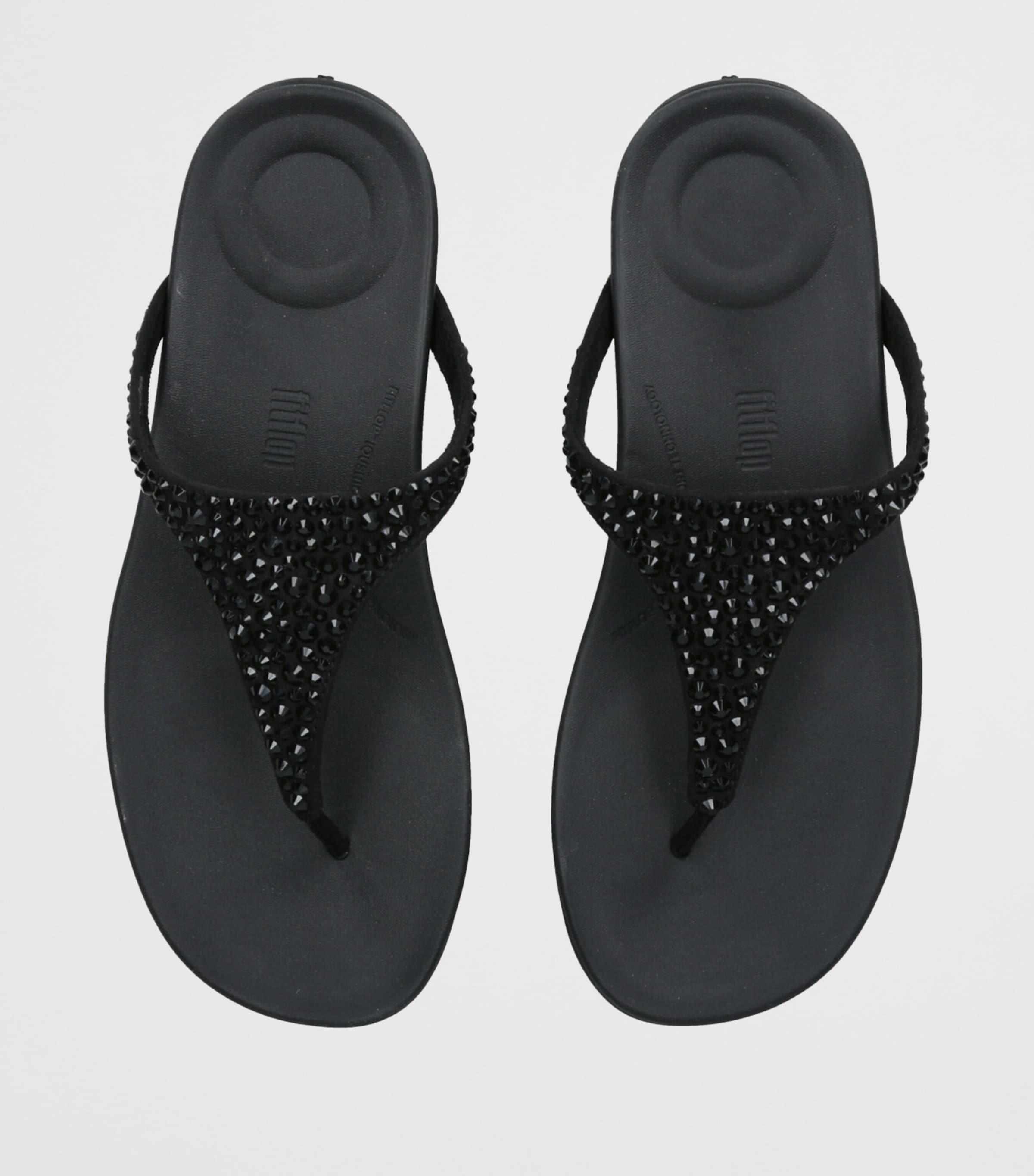 FitFlop Solay Crystal Flip Flops Black Image 4