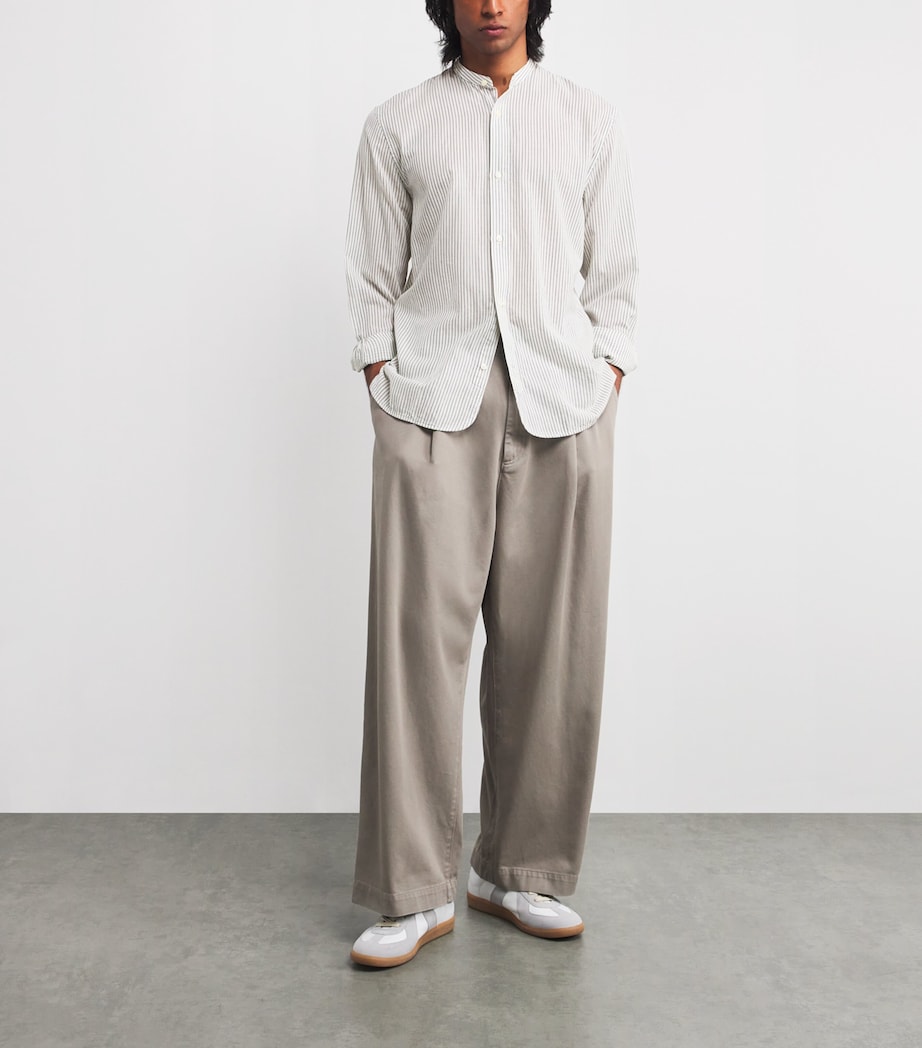 Cotton Stripe Shirt WHITE/GREY Image 2