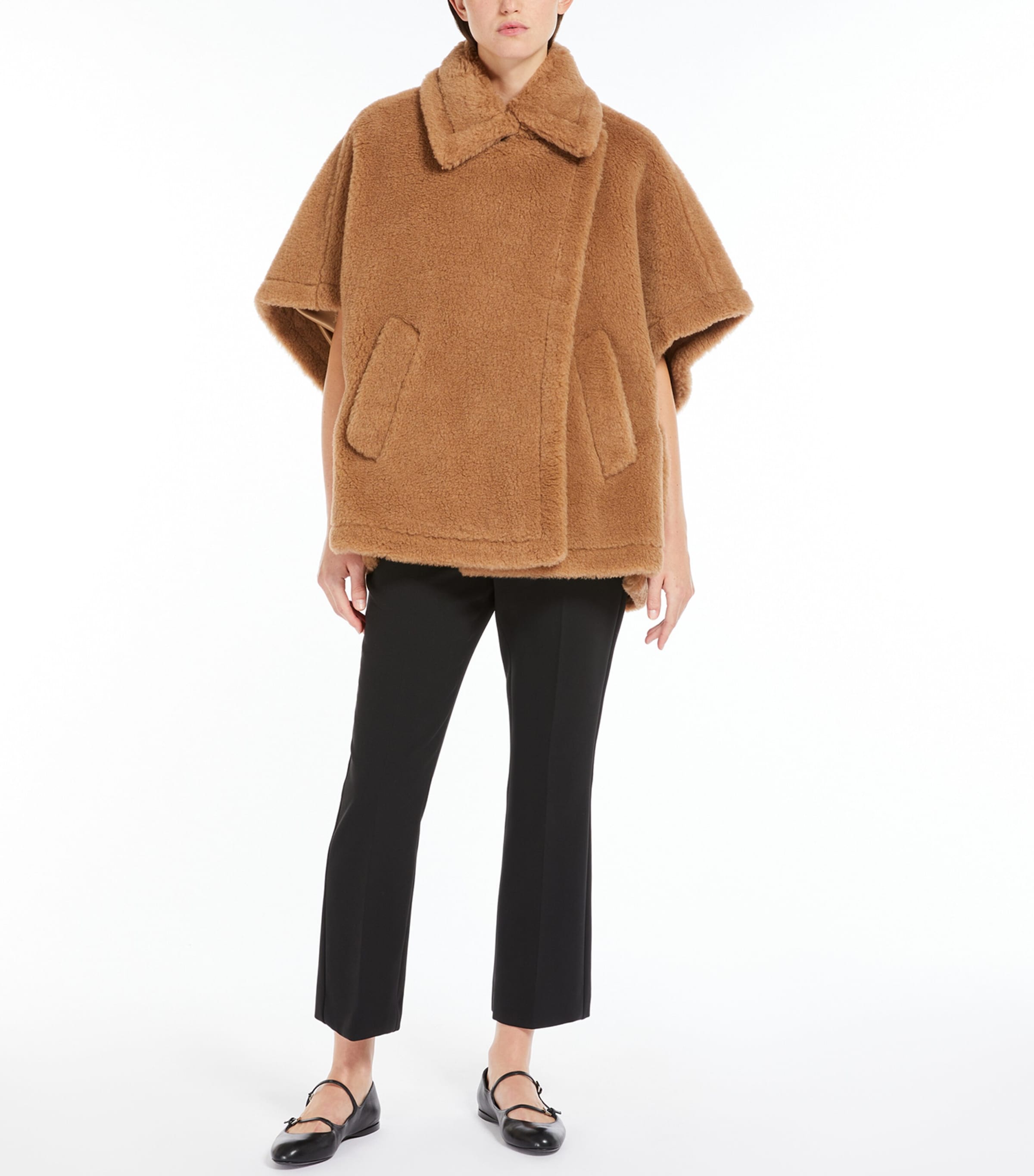 Max Mara Womens Camel Wool-Silk Tebe Cape Camel Image 4
